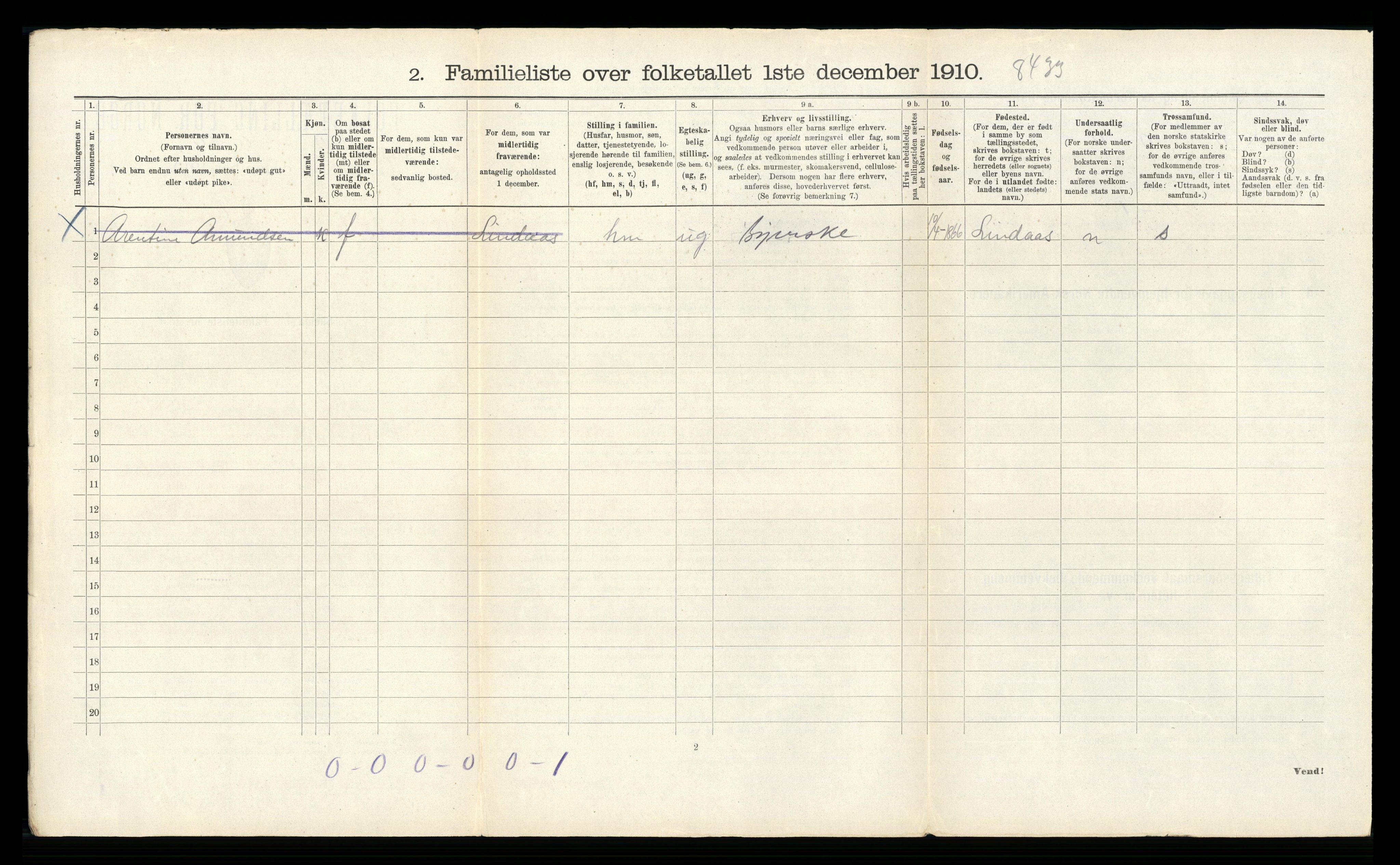 RA, 1910 census for Bergen, 1910, p. 12318