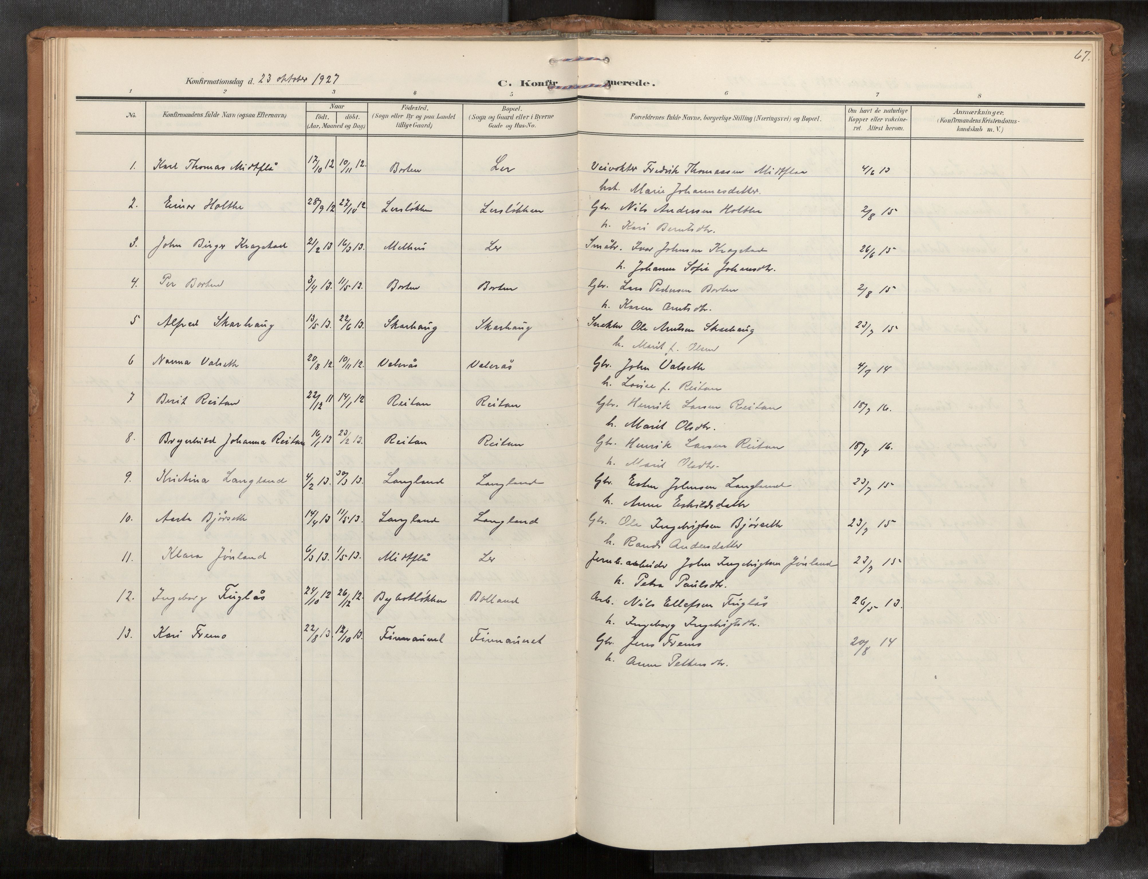Ministerialprotokoller, klokkerbøker og fødselsregistre - Sør-Trøndelag, SAT/A-1456/693/L1119b: Parish register (official) no. 693A02, 1906-1936, p. 67