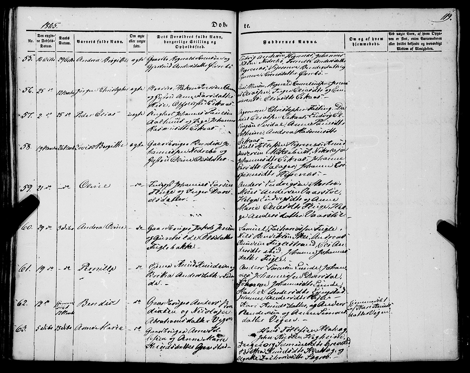 Jølster sokneprestembete, SAB/A-80701/H/Haa/Haaa/L0010: Parish register (official) no. A 10, 1847-1865, p. 119
