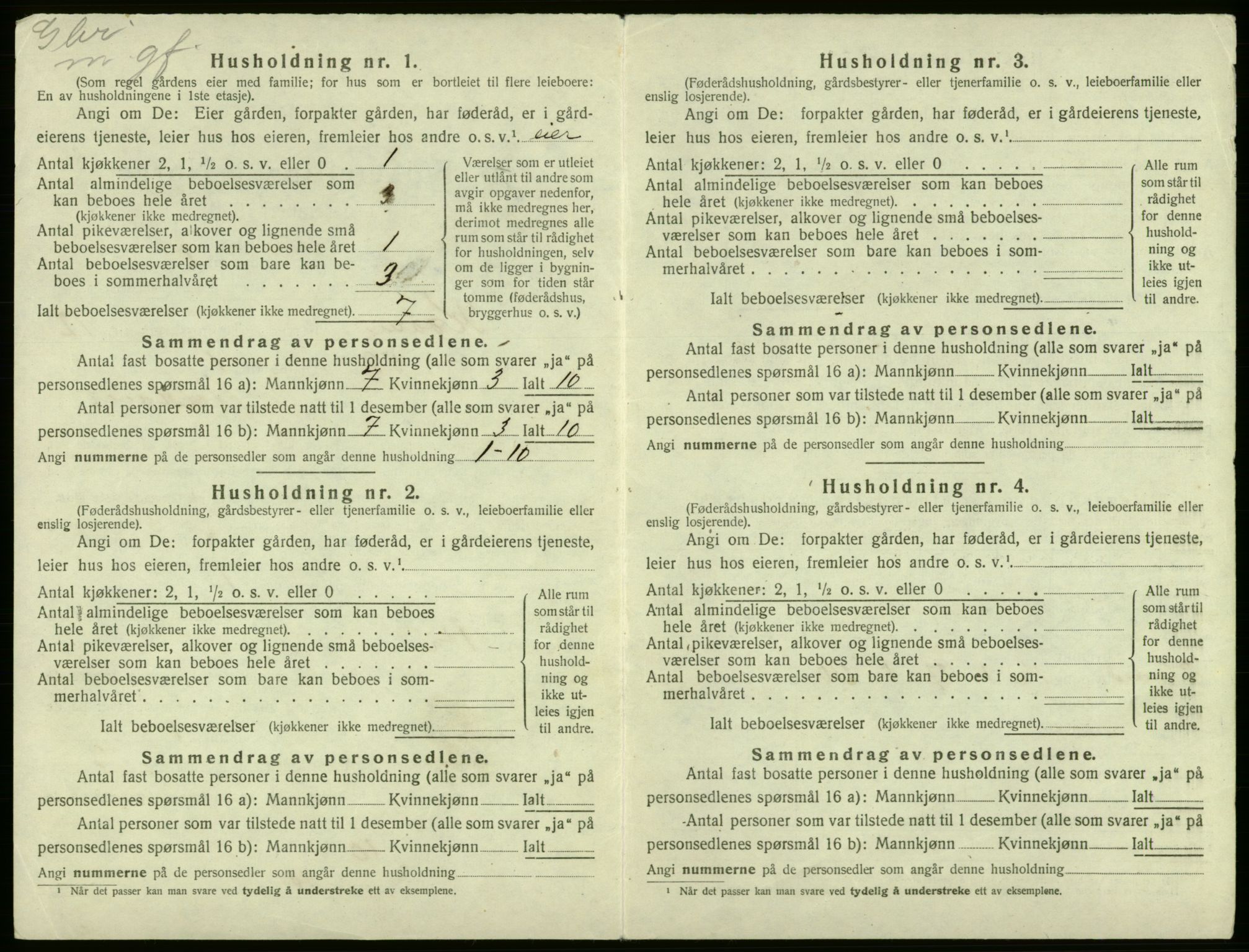 SAB, 1920 census for Kvam, 1920, p. 1036