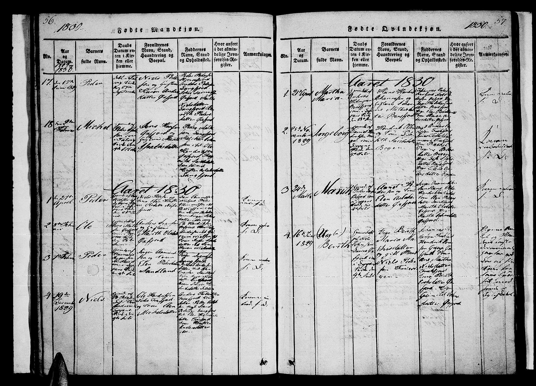 Loppa sokneprestkontor, AV/SATØ-S-1339/H/Ha/L0003kirke: Parish register (official) no. 3, 1820-1848, p. 56-57