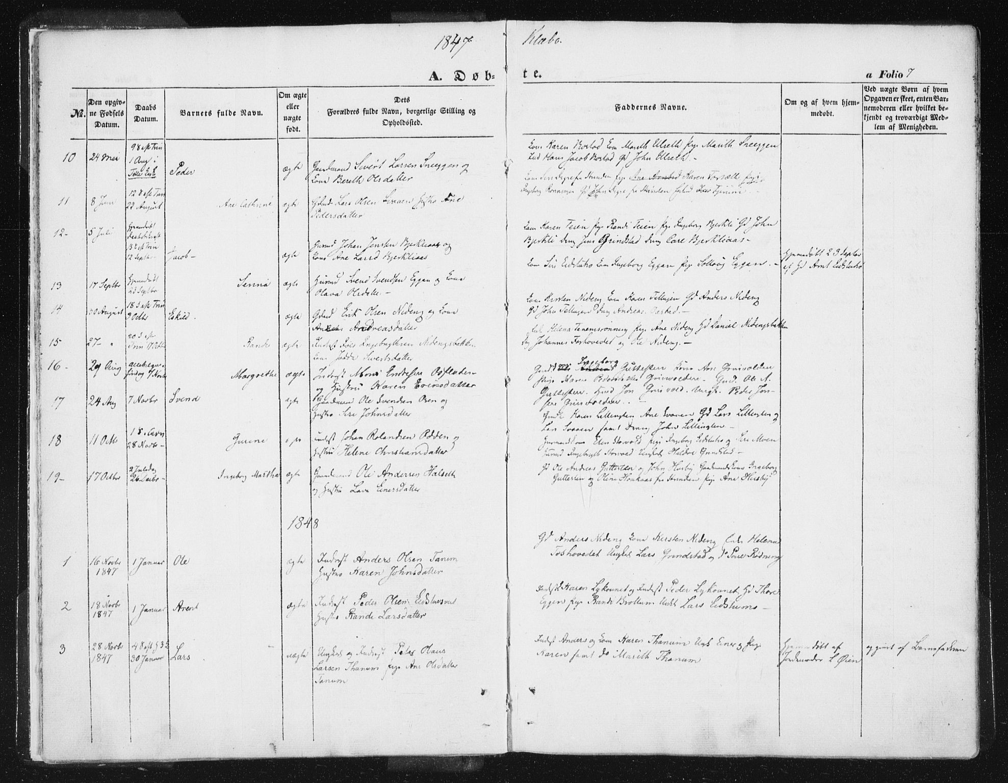 Ministerialprotokoller, klokkerbøker og fødselsregistre - Sør-Trøndelag, SAT/A-1456/618/L0441: Parish register (official) no. 618A05, 1843-1862, p. 7