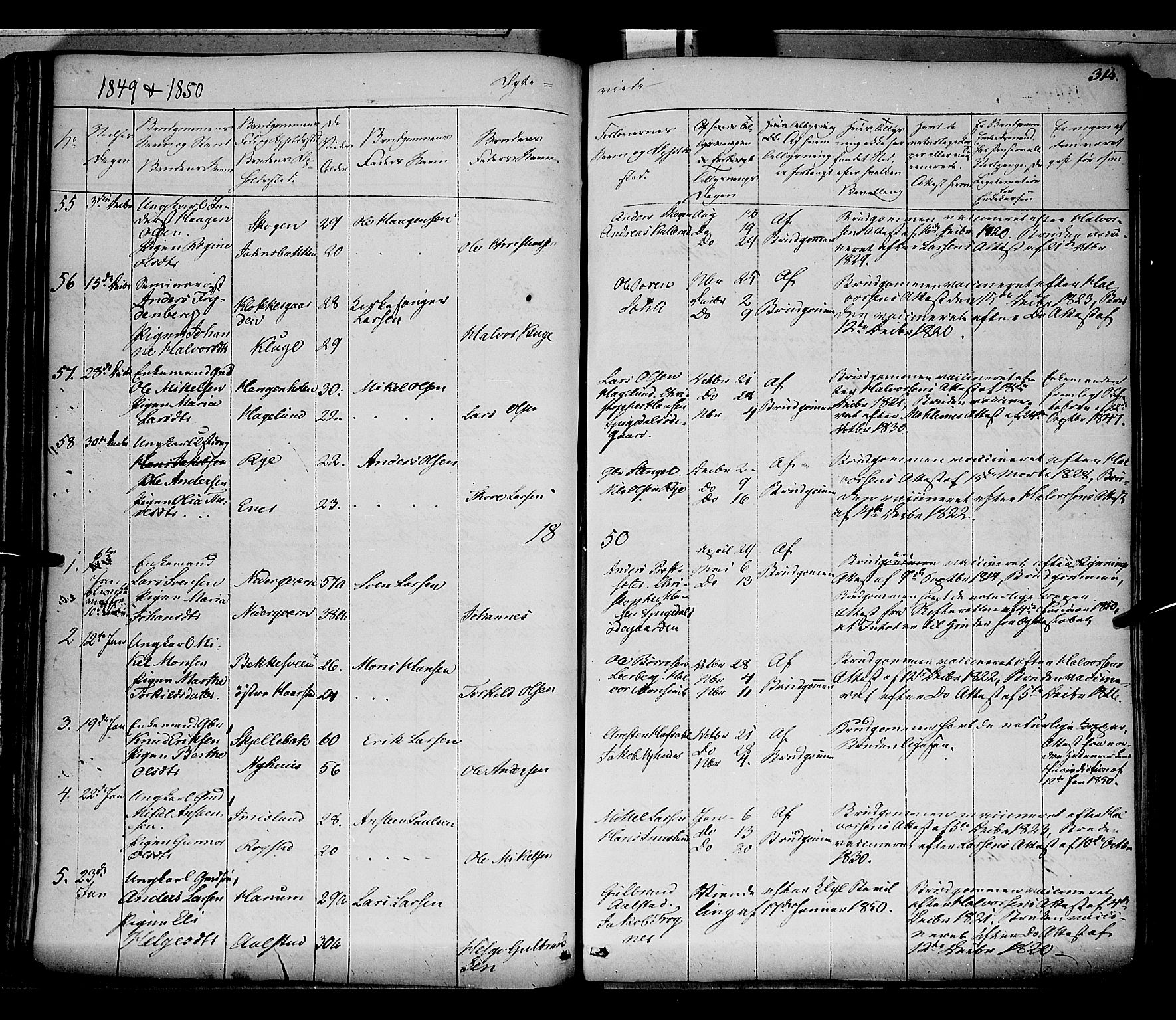 Vang prestekontor, Hedmark, SAH/PREST-008/H/Ha/Haa/L0010: Parish register (official) no. 10, 1841-1855, p. 314