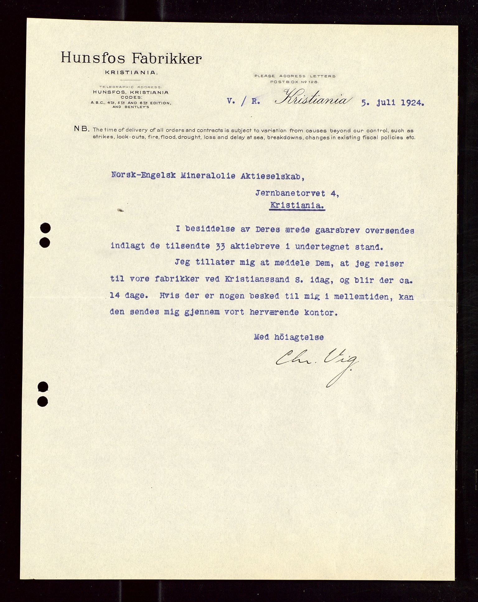 Pa 1521 - A/S Norske Shell, SAST/A-101915/E/Ea/Eaa/L0013: Sjefskorrespondanse, 1924, p. 724