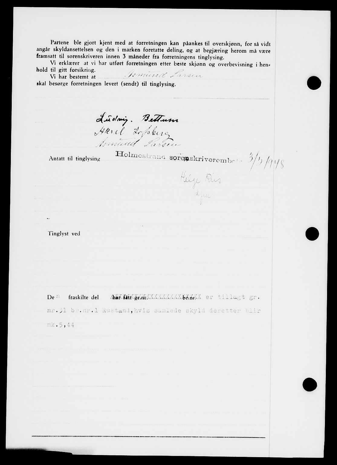 Holmestrand sorenskriveri, AV/SAKO-A-67/G/Ga/Gaa/L0064: Mortgage book no. A-64, 1948-1948, Diary no: : 804/1948