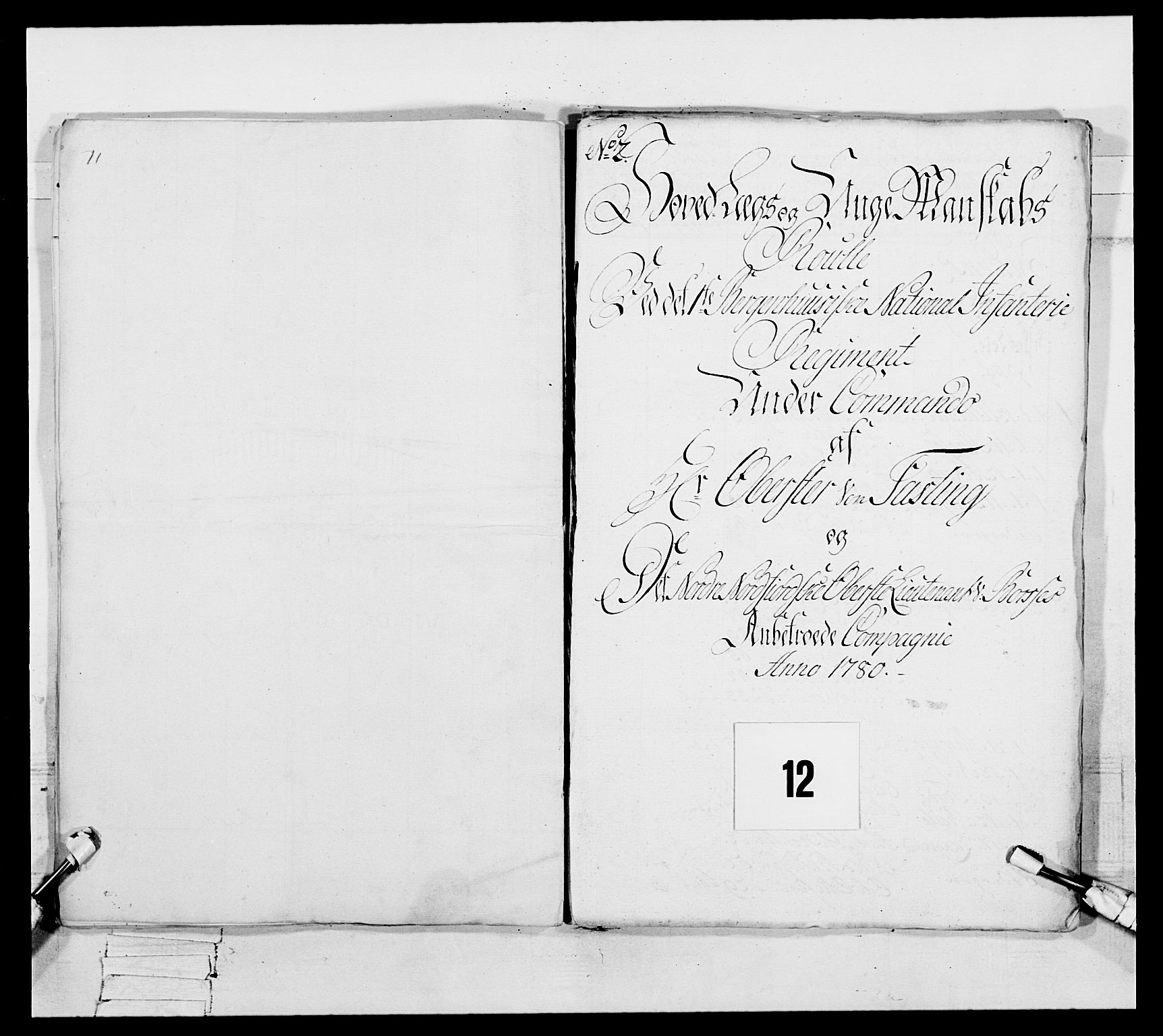 Generalitets- og kommissariatskollegiet, Det kongelige norske kommissariatskollegium, RA/EA-5420/E/Eh/L0091: 1. Bergenhusiske nasjonale infanteriregiment, 1780-1783, p. 279