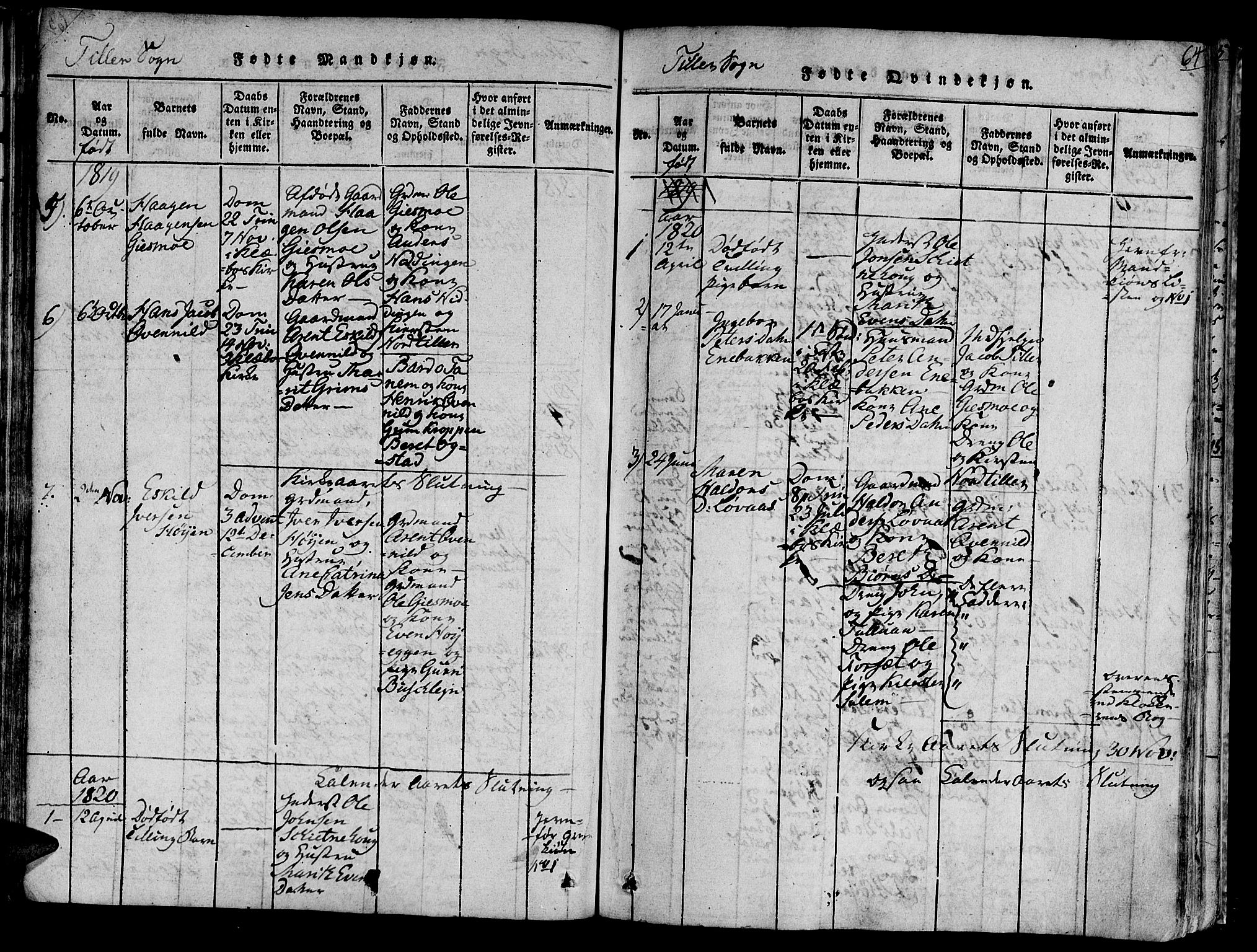 Ministerialprotokoller, klokkerbøker og fødselsregistre - Sør-Trøndelag, SAT/A-1456/618/L0440: Parish register (official) no. 618A04 /2, 1816-1843, p. 64