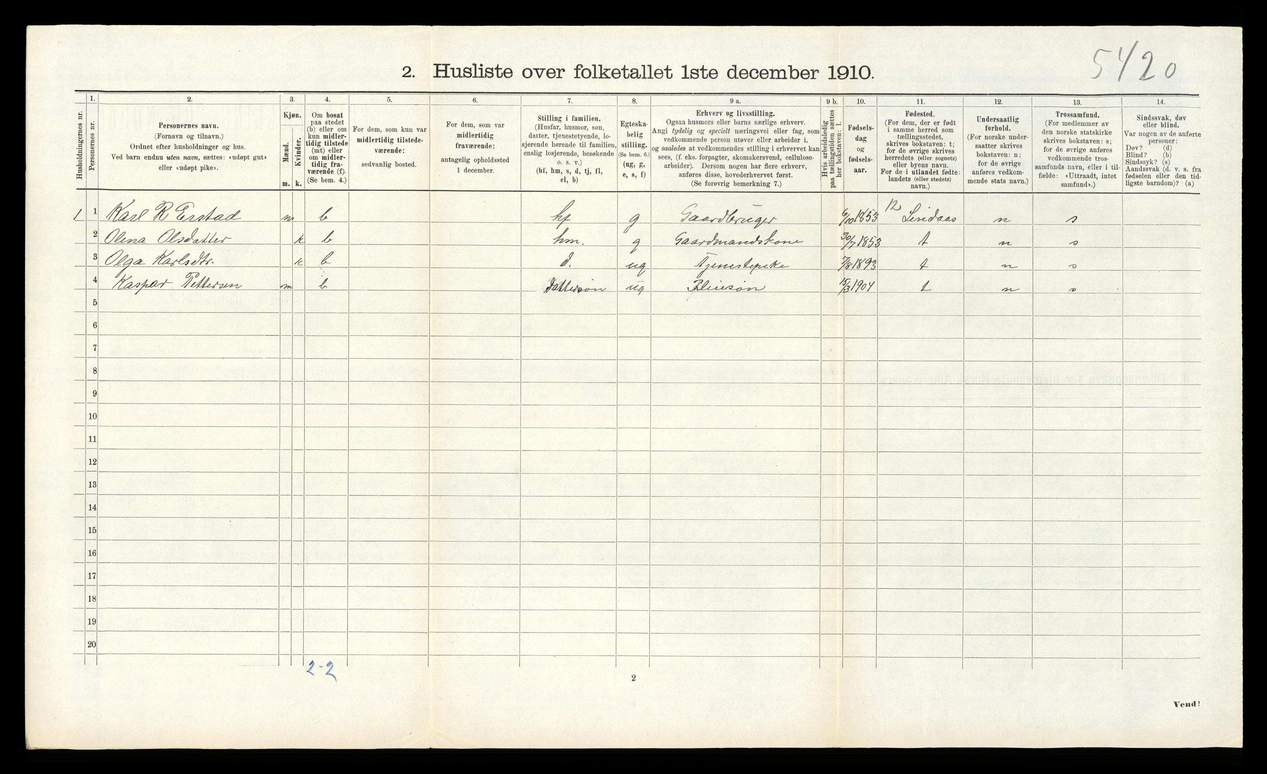 RA, 1910 census for Alversund, 1910, p. 753