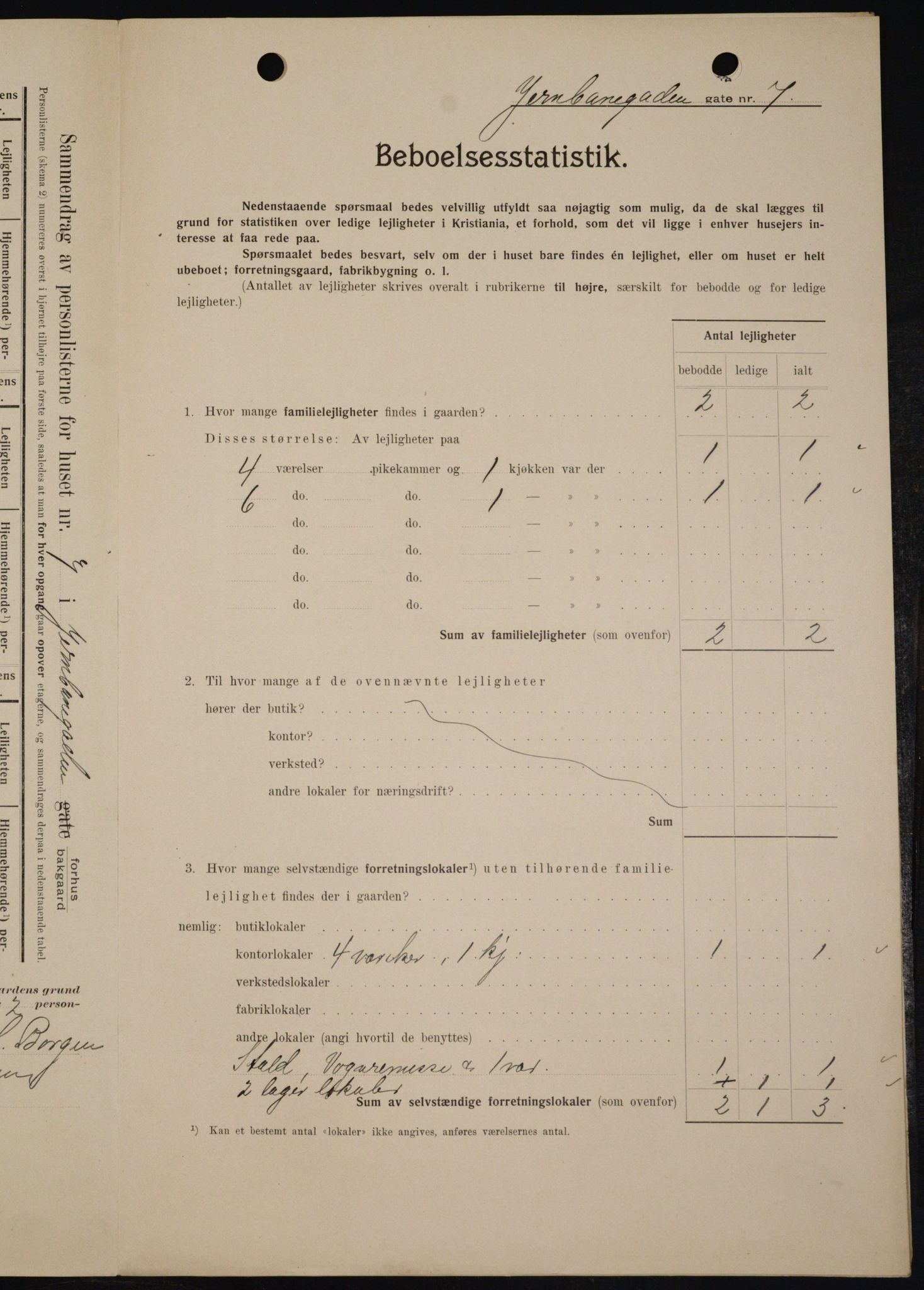 OBA, Municipal Census 1909 for Kristiania, 1909, p. 42725