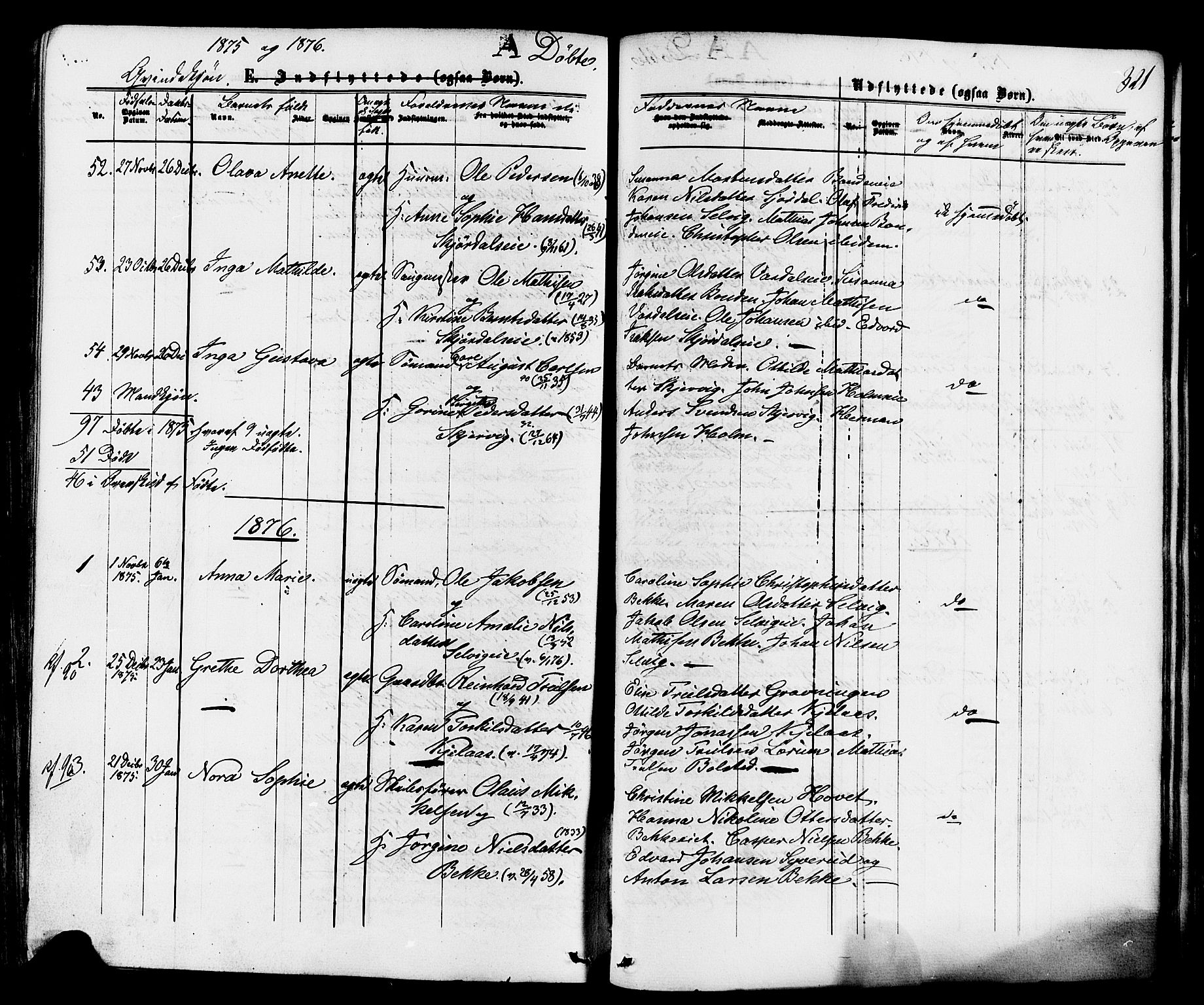 Sande Kirkebøker, SAKO/A-53/F/Fa/L0005: Parish register (official) no. 5, 1865-1877, p. 321