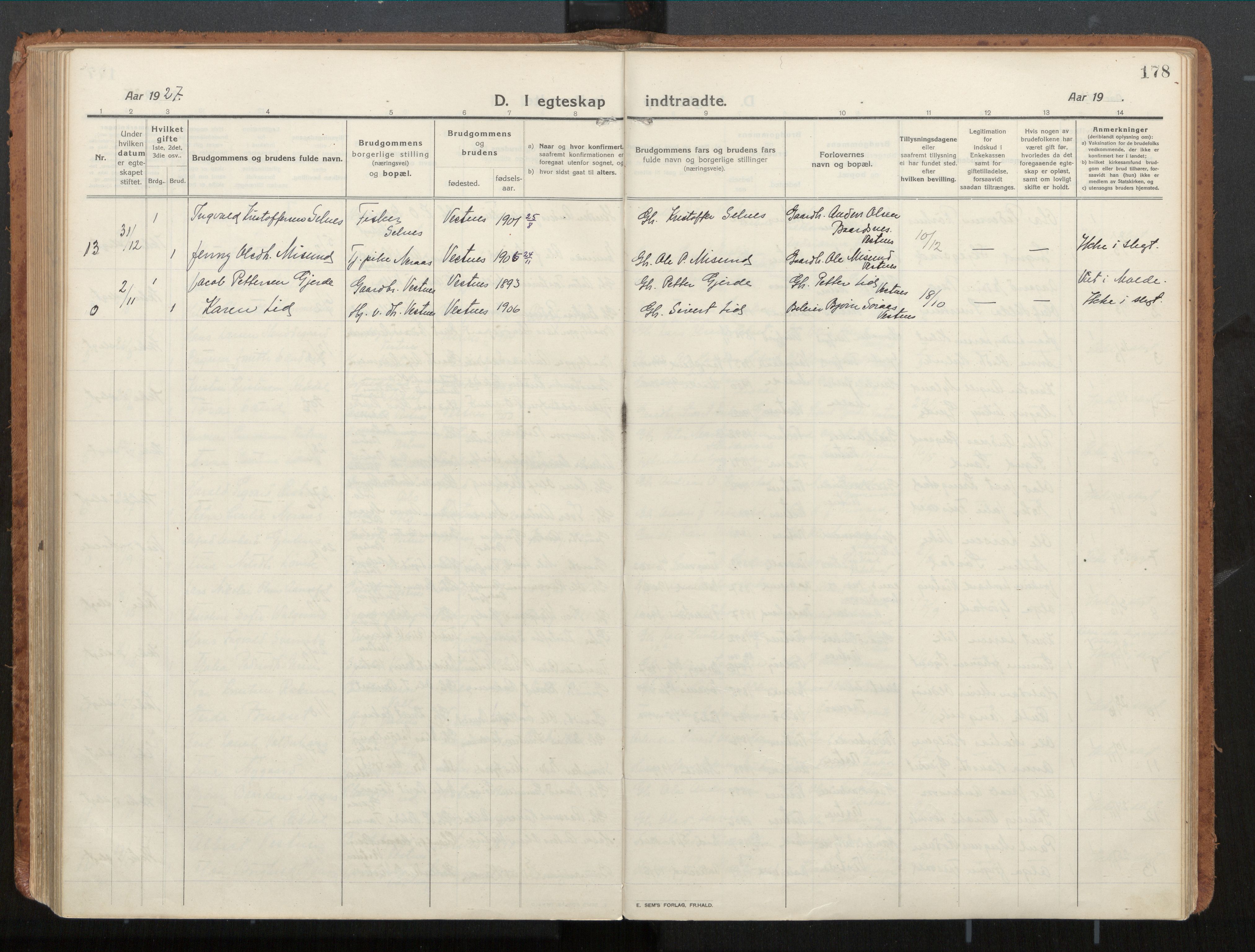 Ministerialprotokoller, klokkerbøker og fødselsregistre - Møre og Romsdal, AV/SAT-A-1454/539/L0534a: Parish register (official) no. 539A08, 1912-1935, p. 178