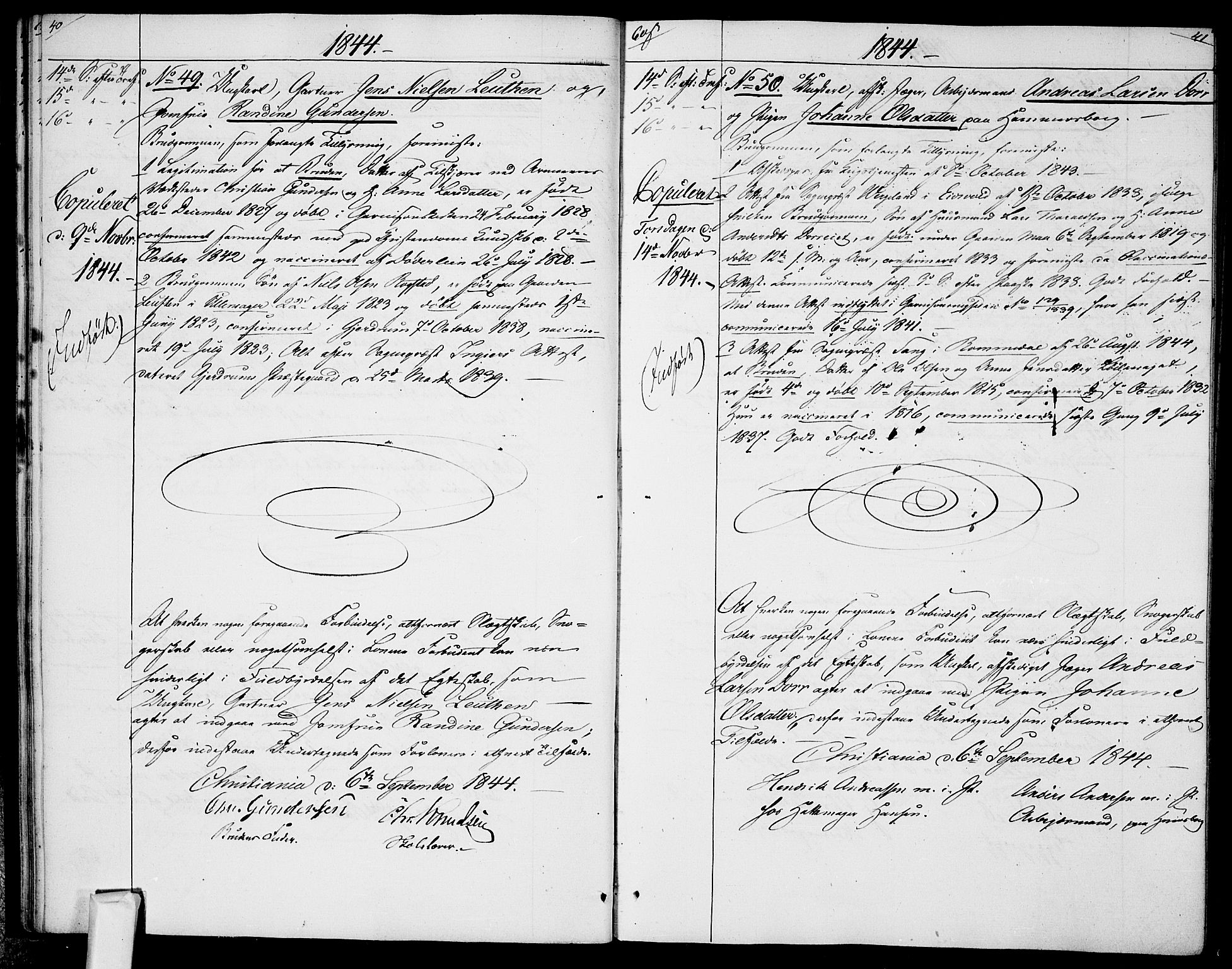 Garnisonsmenigheten Kirkebøker, AV/SAO-A-10846/H/Ha/L0005: Banns register no. I 5, 1844-1856, p. 40-41