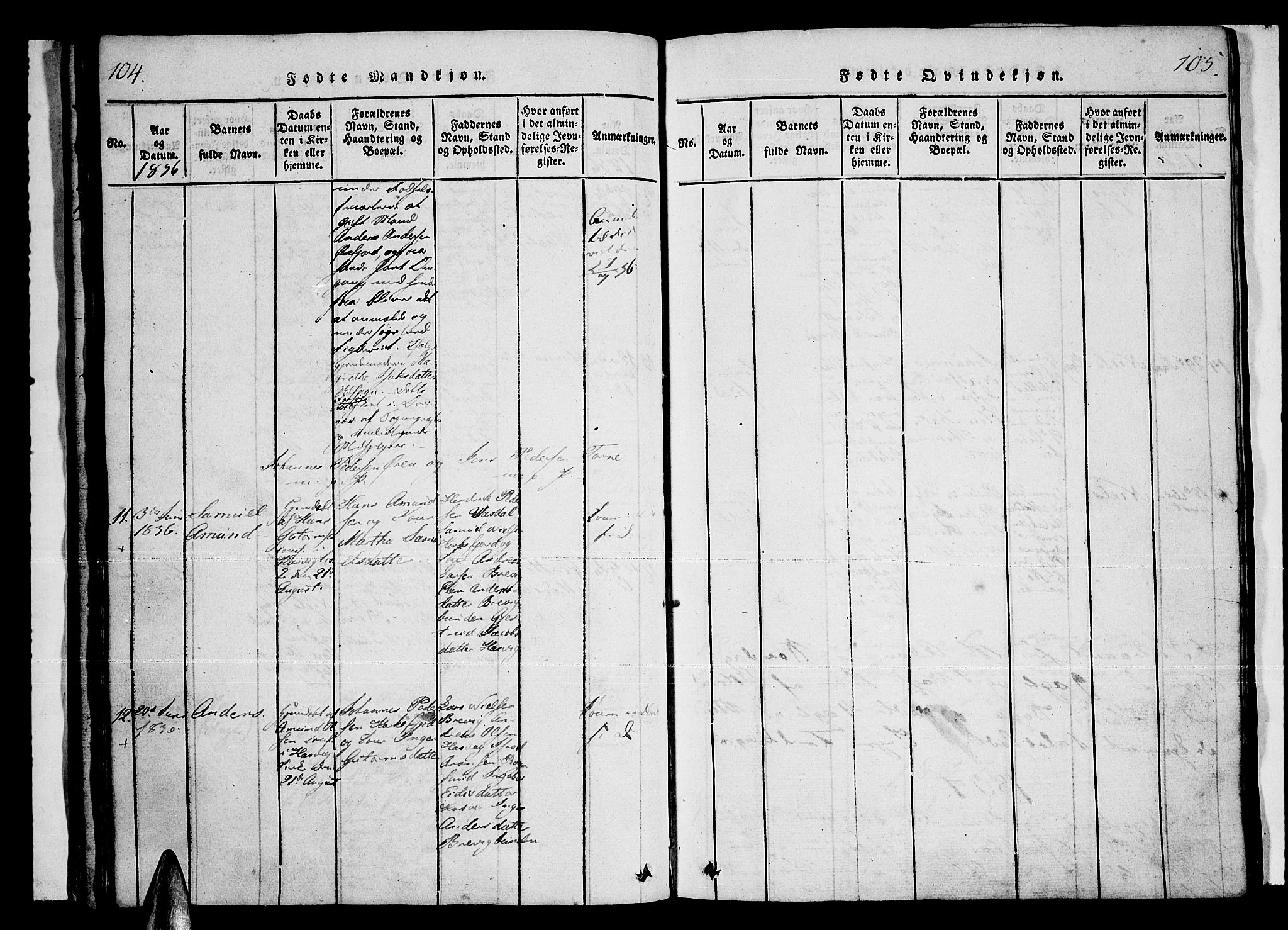 Loppa sokneprestkontor, AV/SATØ-S-1339/H/Ha/L0003kirke: Parish register (official) no. 3, 1820-1848, p. 104-105