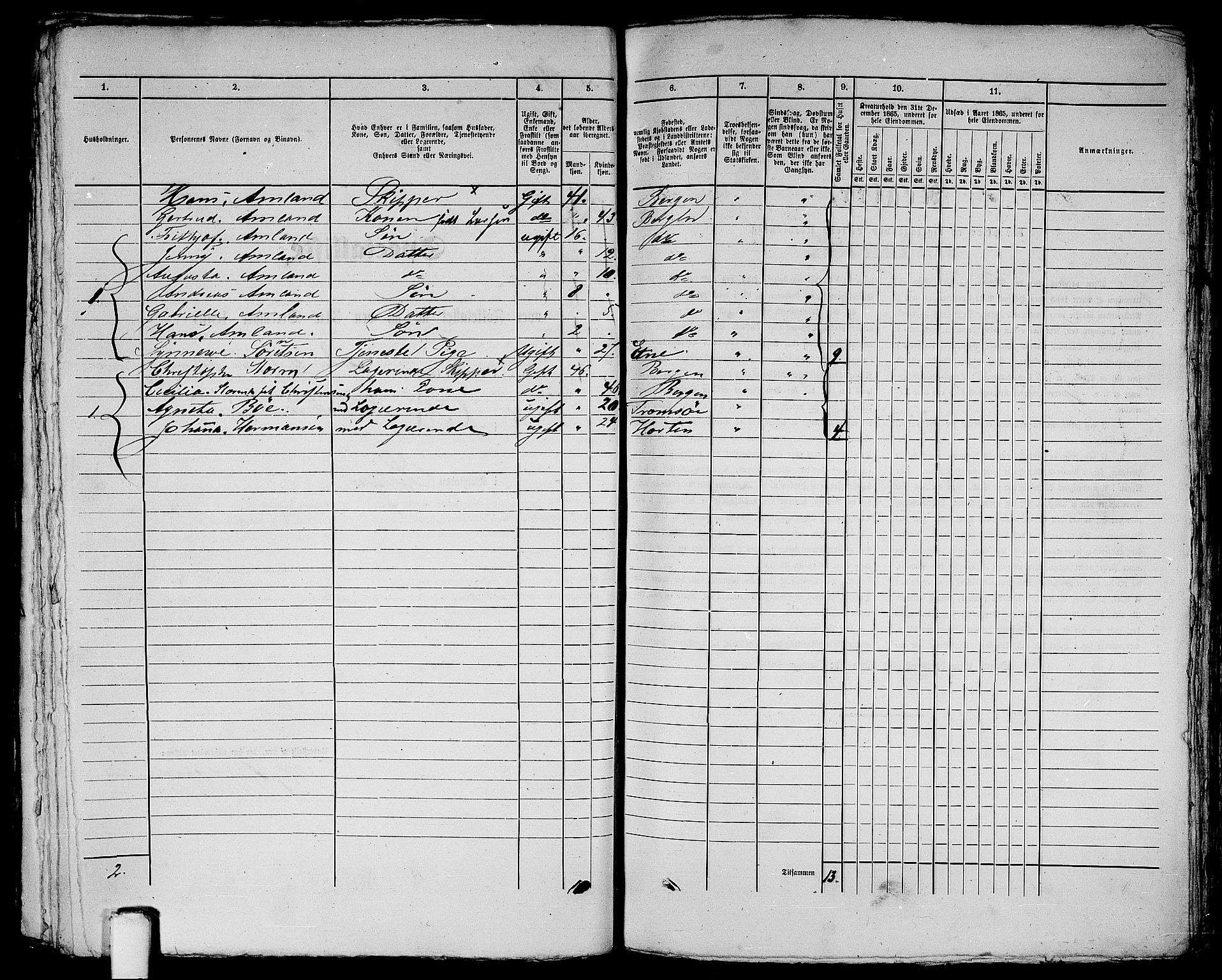 RA, 1865 census for Bergen, 1865, p. 402