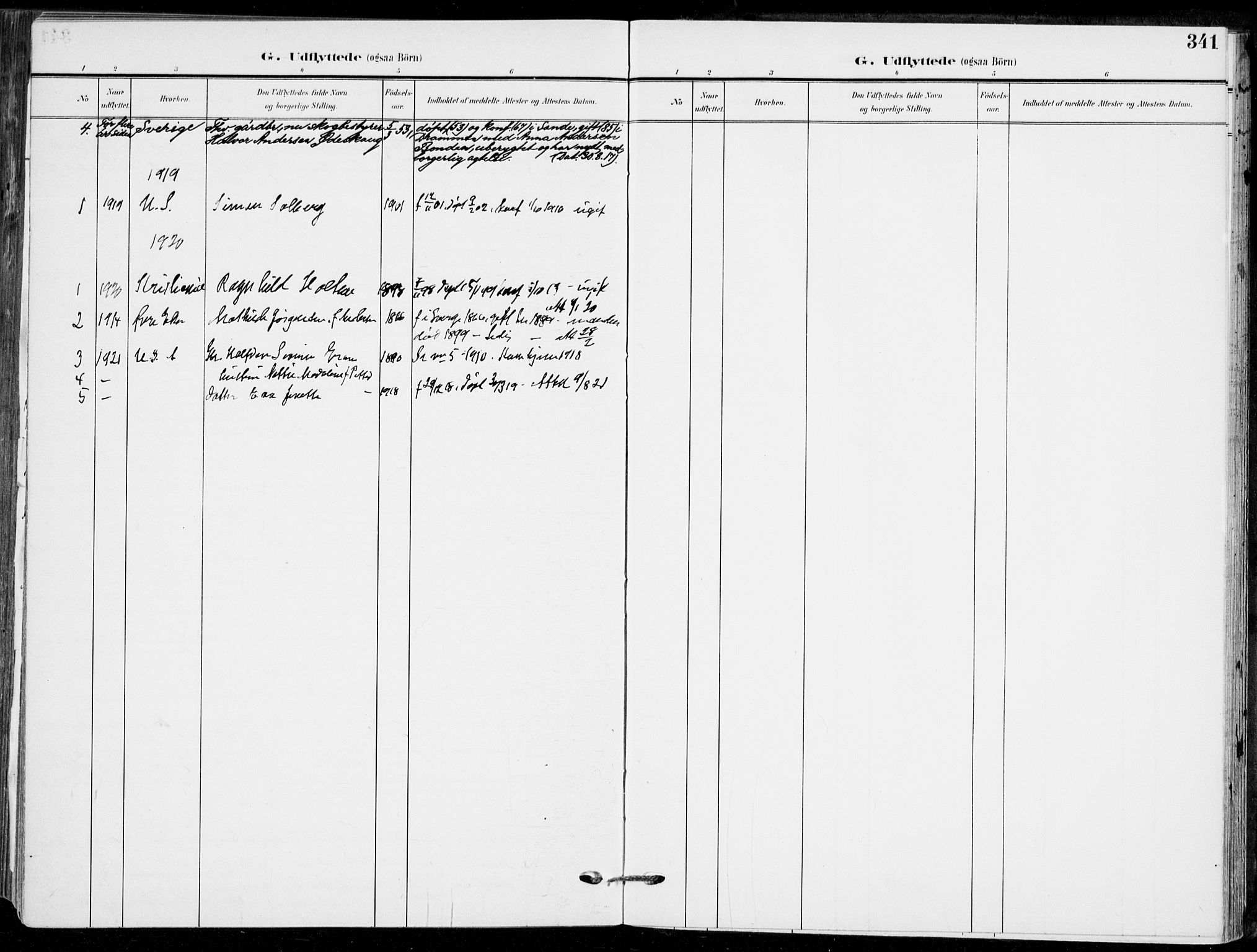Sande Kirkebøker, SAKO/A-53/F/Fa/L0008: Parish register (official) no. 8, 1904-1921, p. 341