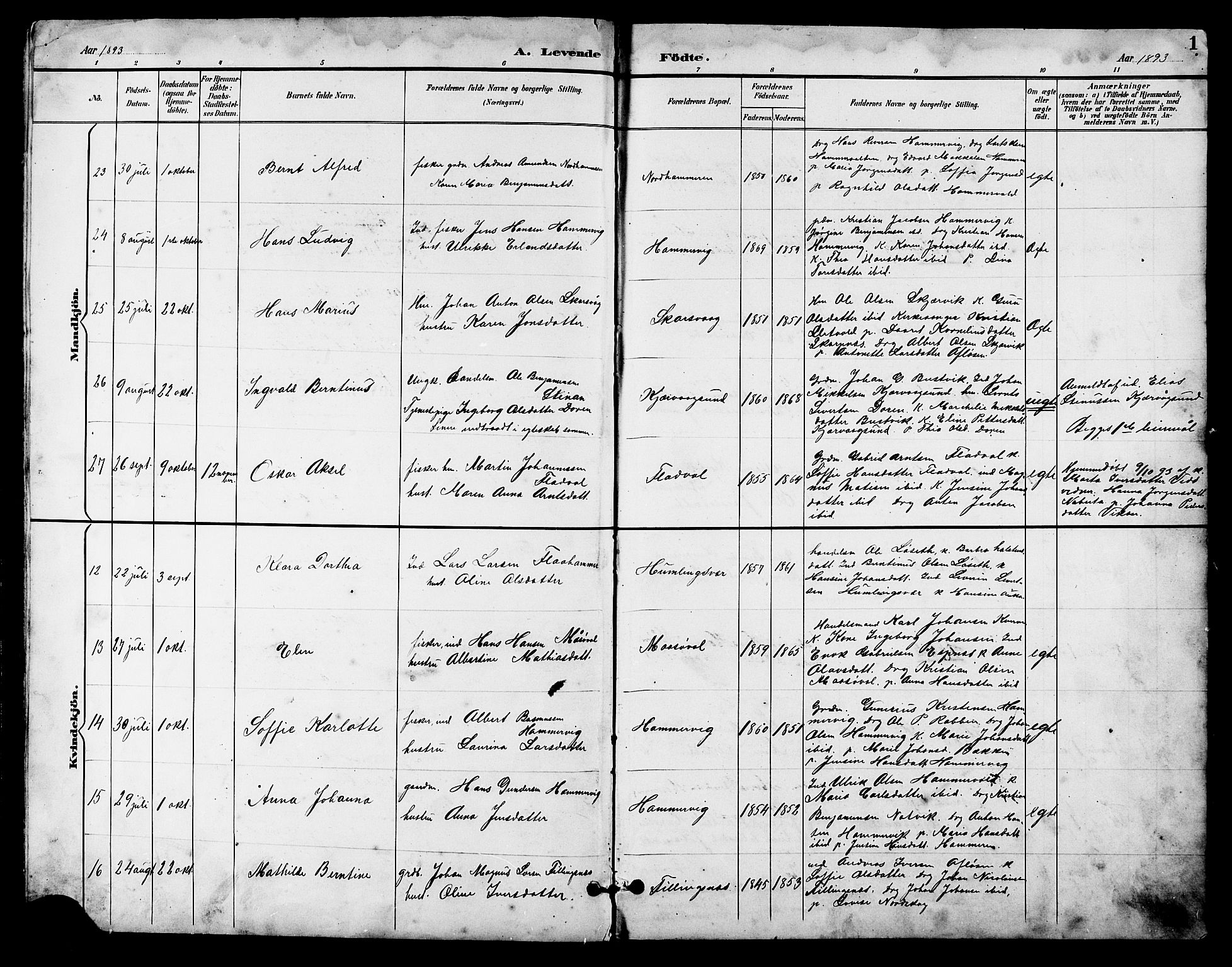 Ministerialprotokoller, klokkerbøker og fødselsregistre - Sør-Trøndelag, SAT/A-1456/641/L0598: Parish register (copy) no. 641C02, 1893-1910, p. 1