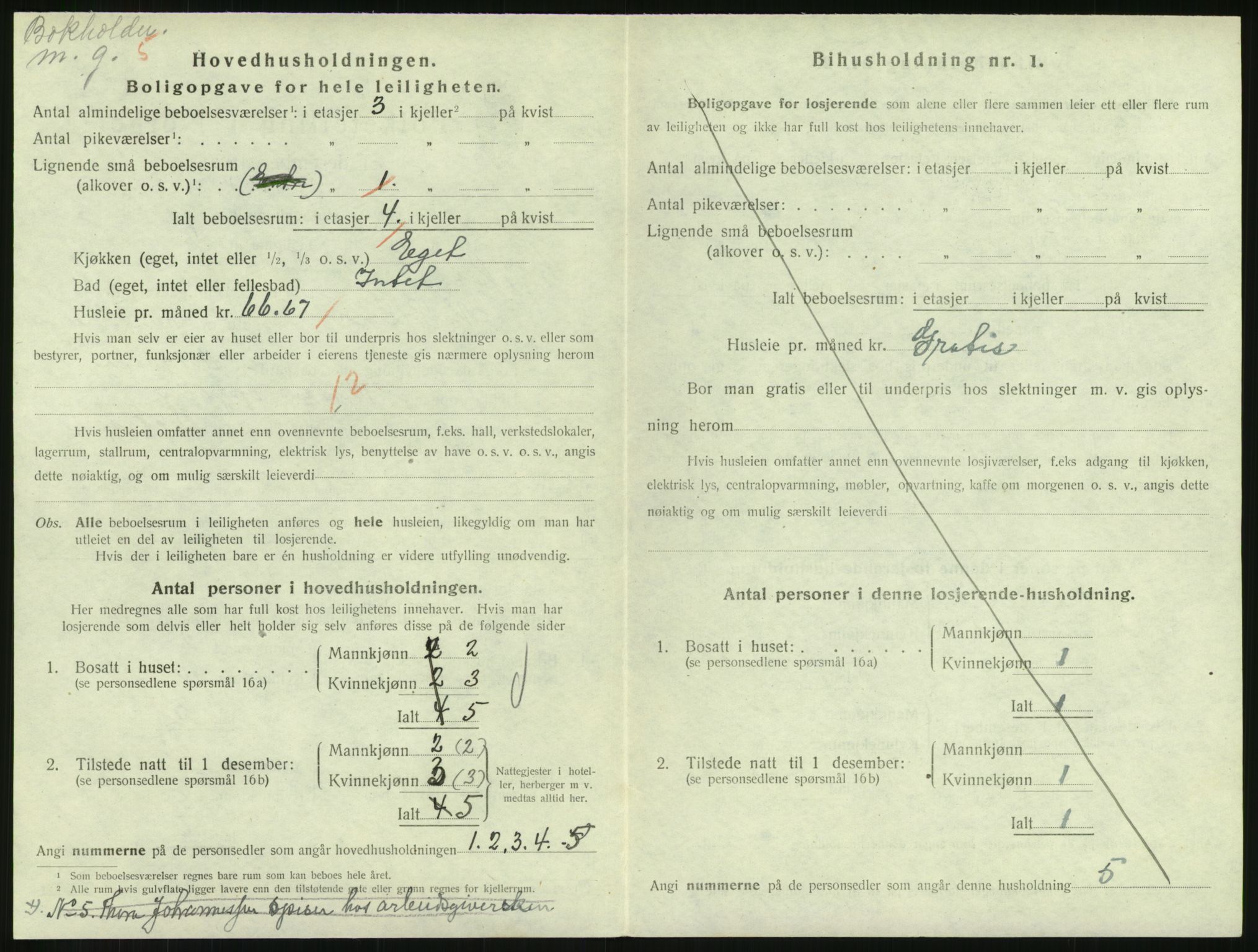SAH, 1920 census for Lillehammer, 1920, p. 1525