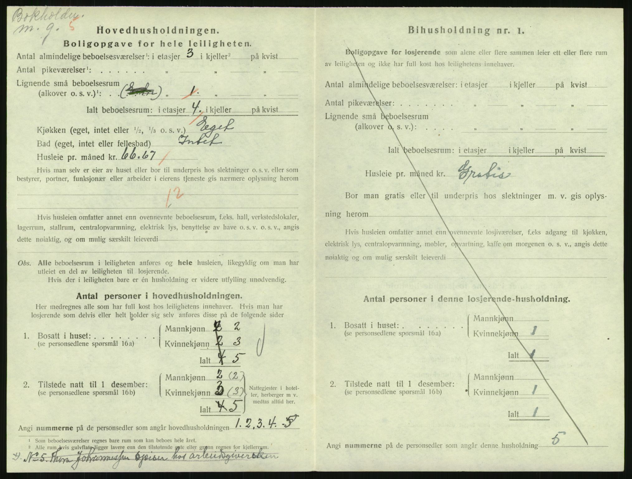 SAH, 1920 census for Lillehammer, 1920, p. 1525