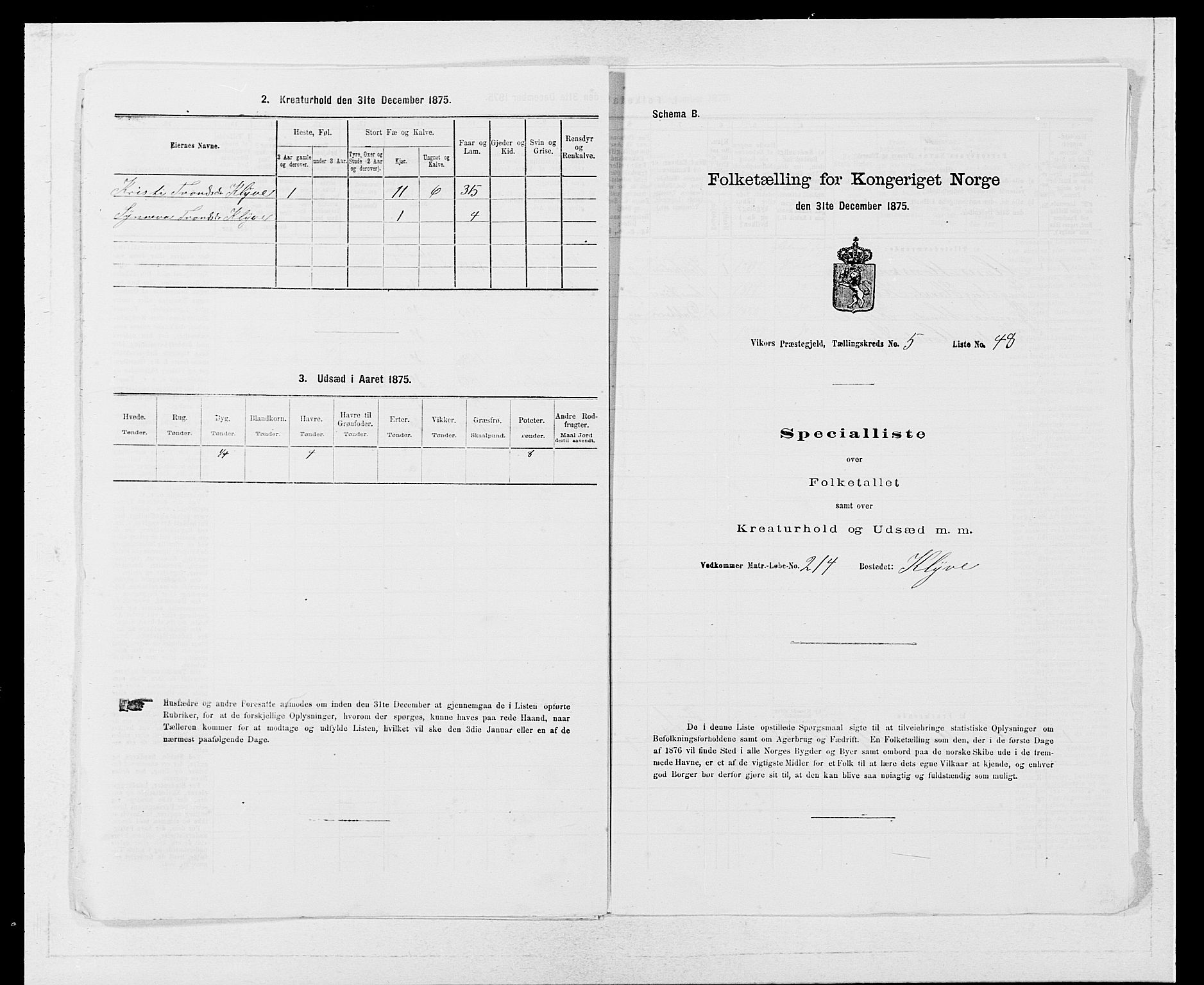 SAB, 1875 census for 1238P Vikør, 1875, p. 770