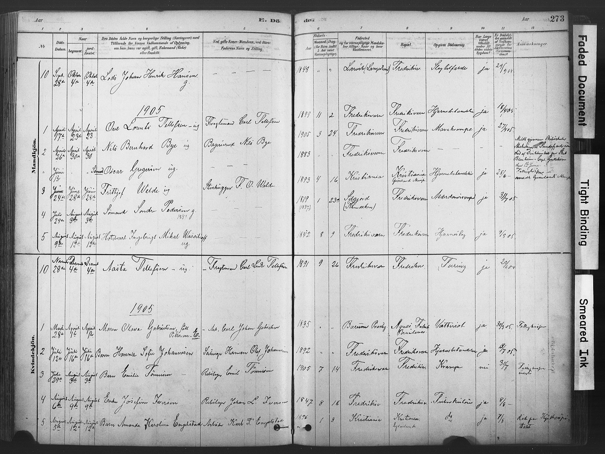 Stavern kirkebøker, AV/SAKO-A-318/F/Fa/L0008: Parish register (official) no. 8, 1878-1905, p. 273