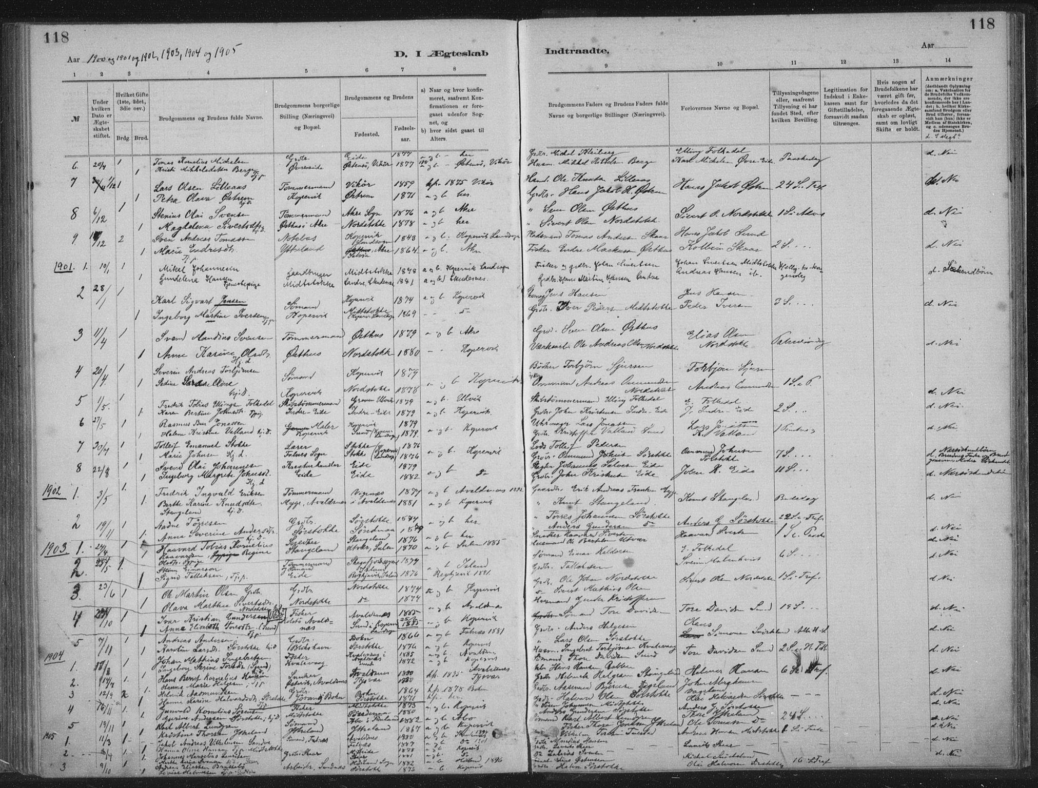 Kopervik sokneprestkontor, SAST/A-101850/H/Ha/Haa/L0002: Parish register (official) no. A 2, 1880-1912, p. 118