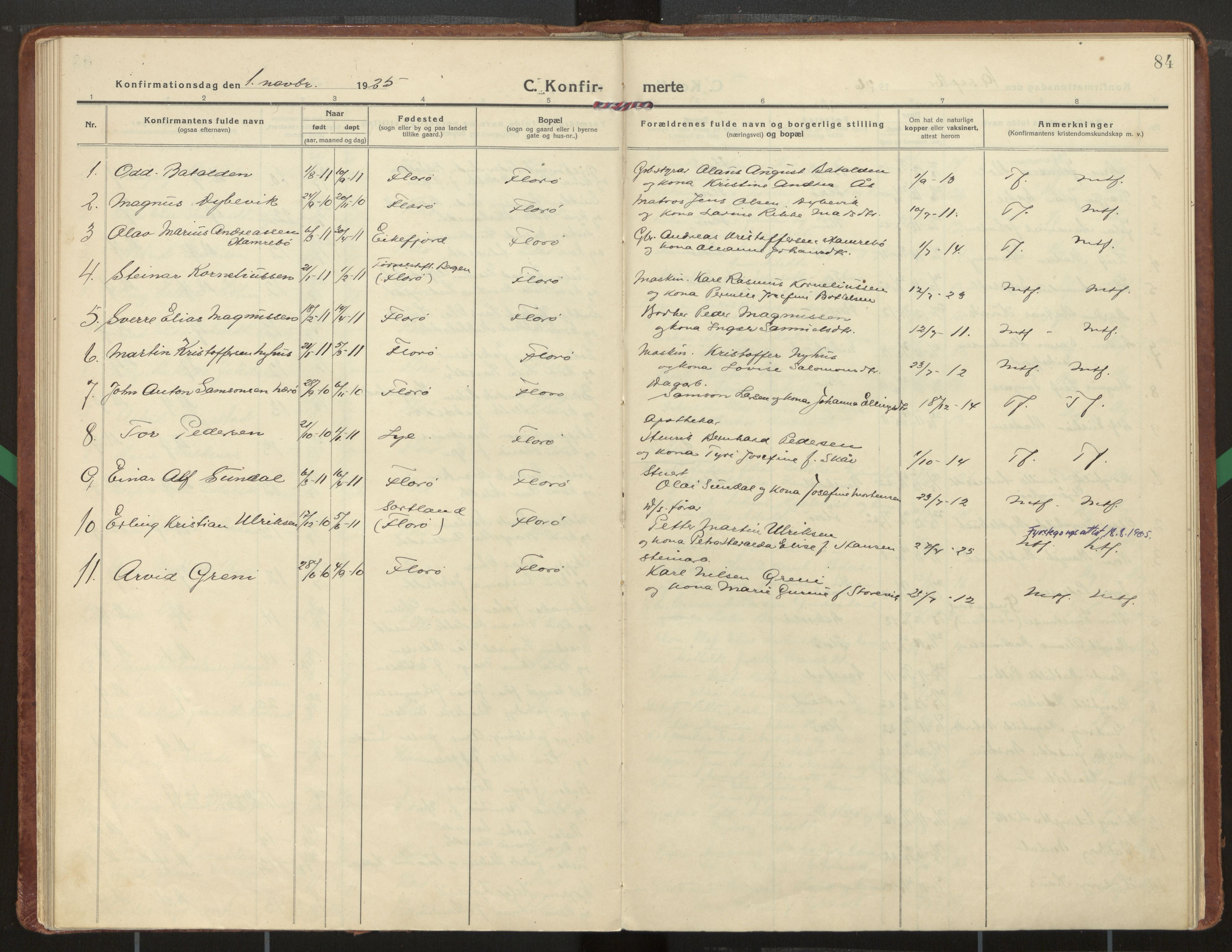 Kinn sokneprestembete, AV/SAB-A-80801/H/Haa/Haac/L0003: Parish register (official) no. C 3, 1917-1934, p. 84