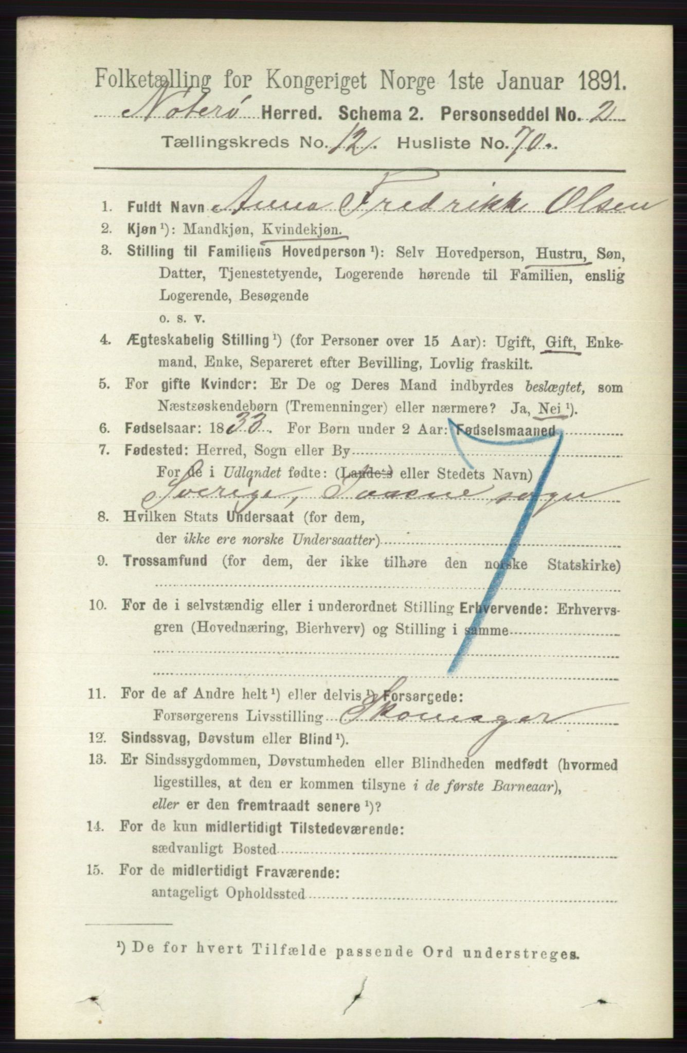 RA, 1891 census for 0722 Nøtterøy, 1891, p. 6752