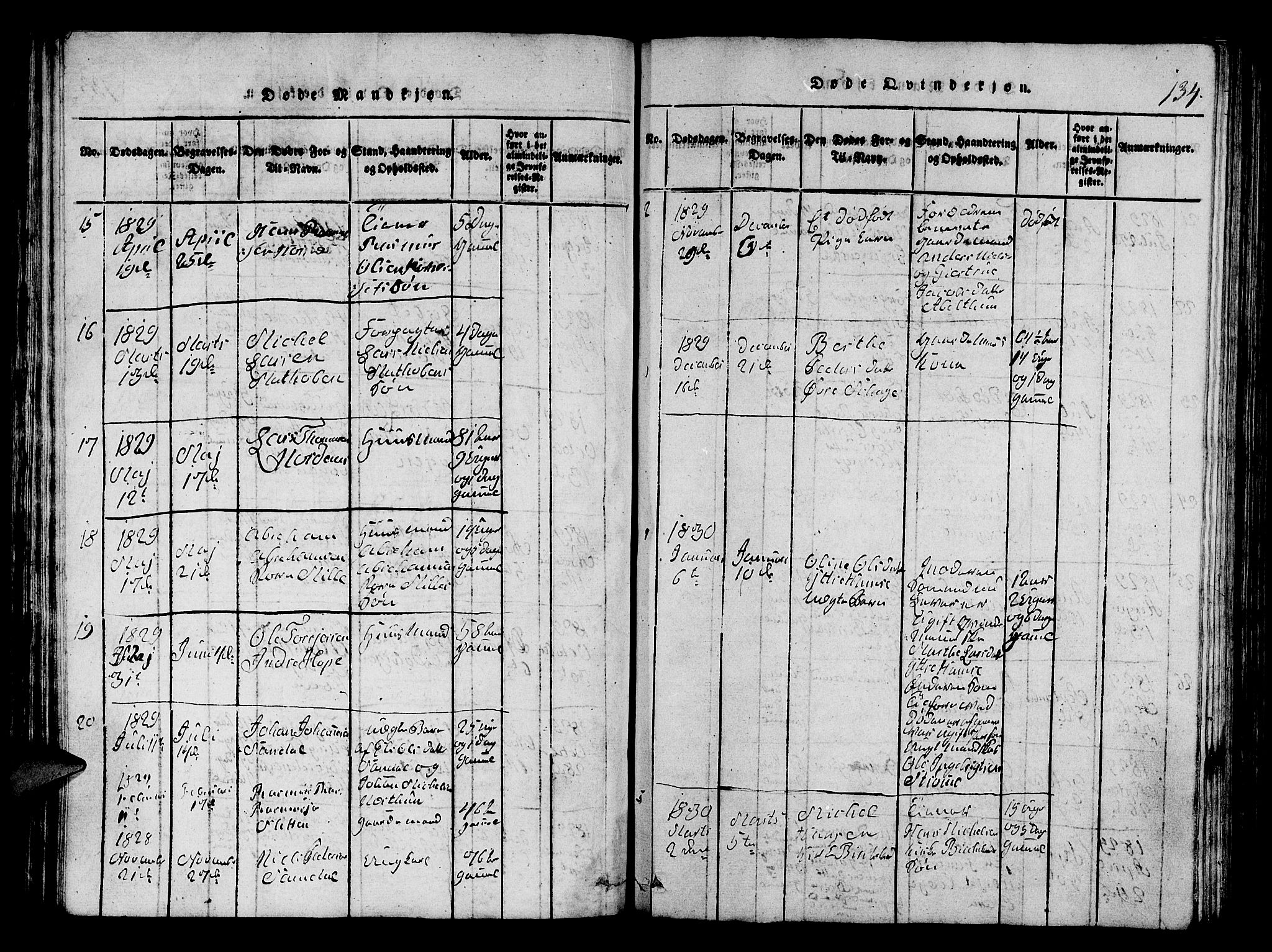 Fana Sokneprestembete, AV/SAB-A-75101/H/Hab/Haba/L0001: Parish register (copy) no. A 1, 1816-1836, p. 134