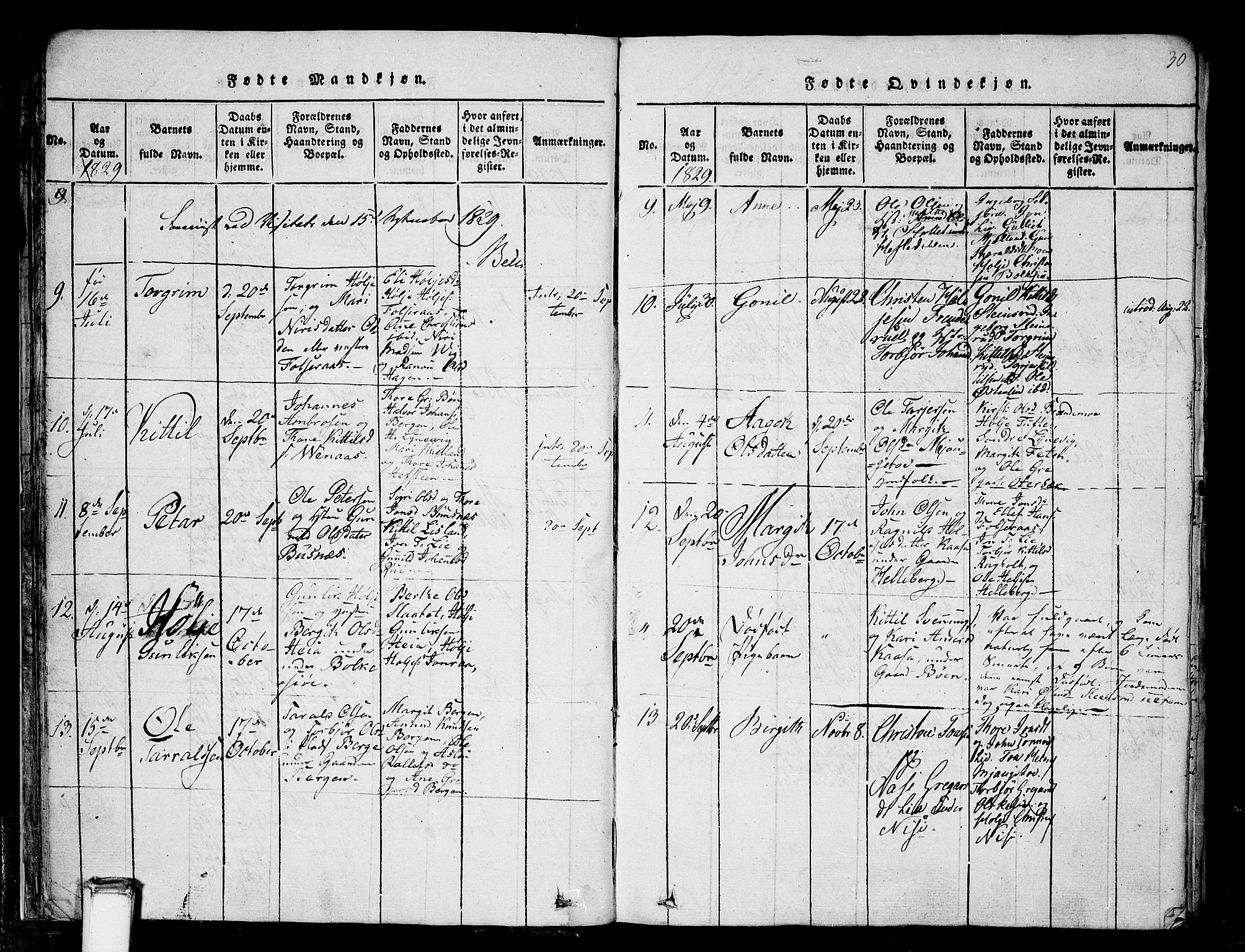 Gransherad kirkebøker, SAKO/A-267/F/Fa/L0001: Parish register (official) no. I 1, 1815-1843, p. 30
