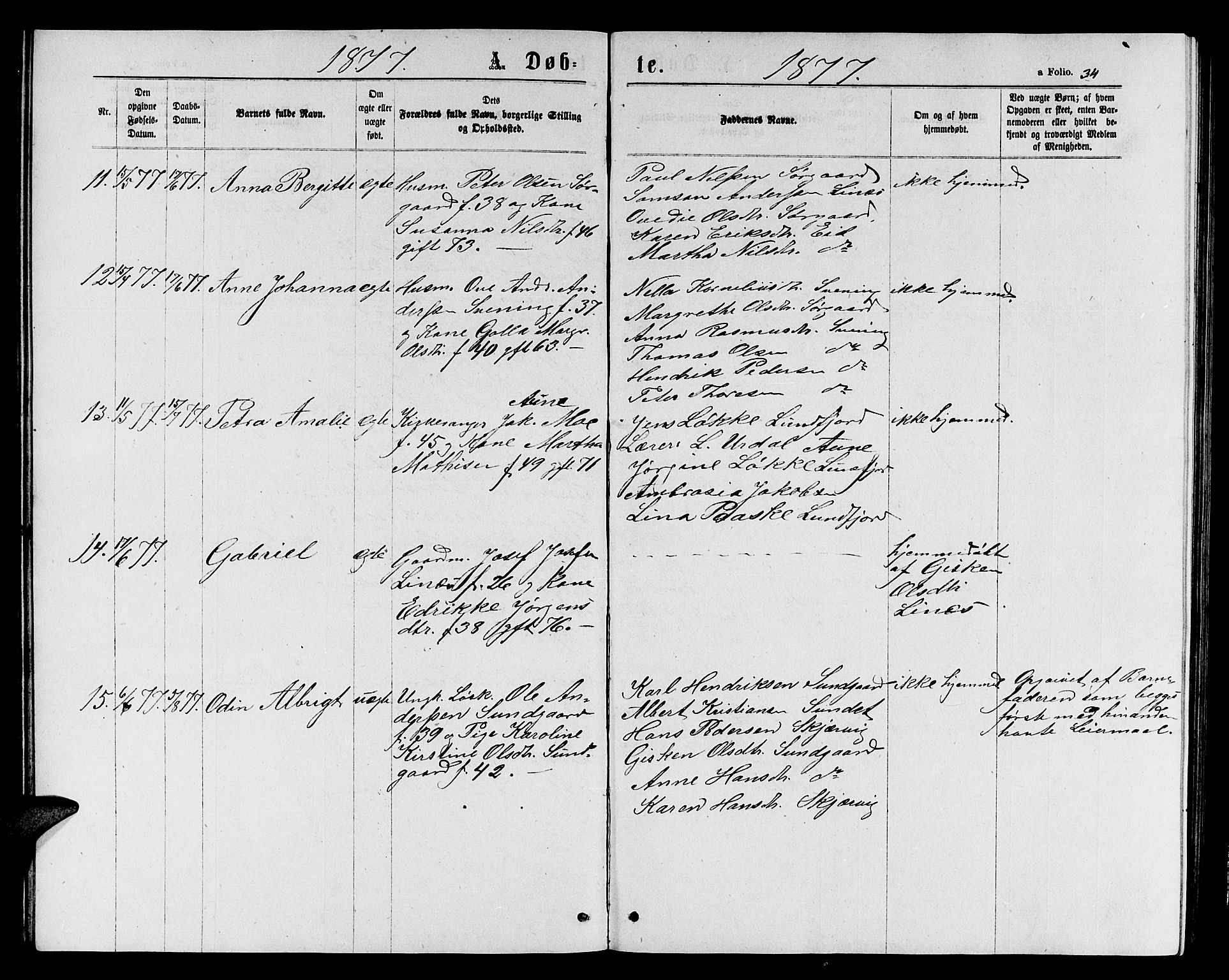 Ministerialprotokoller, klokkerbøker og fødselsregistre - Sør-Trøndelag, SAT/A-1456/656/L0695: Parish register (copy) no. 656C01, 1867-1889, p. 34