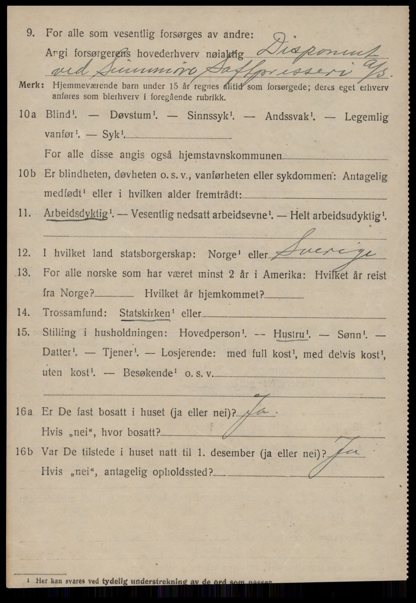 SAT, 1920 census for Stranda, 1920, p. 2418