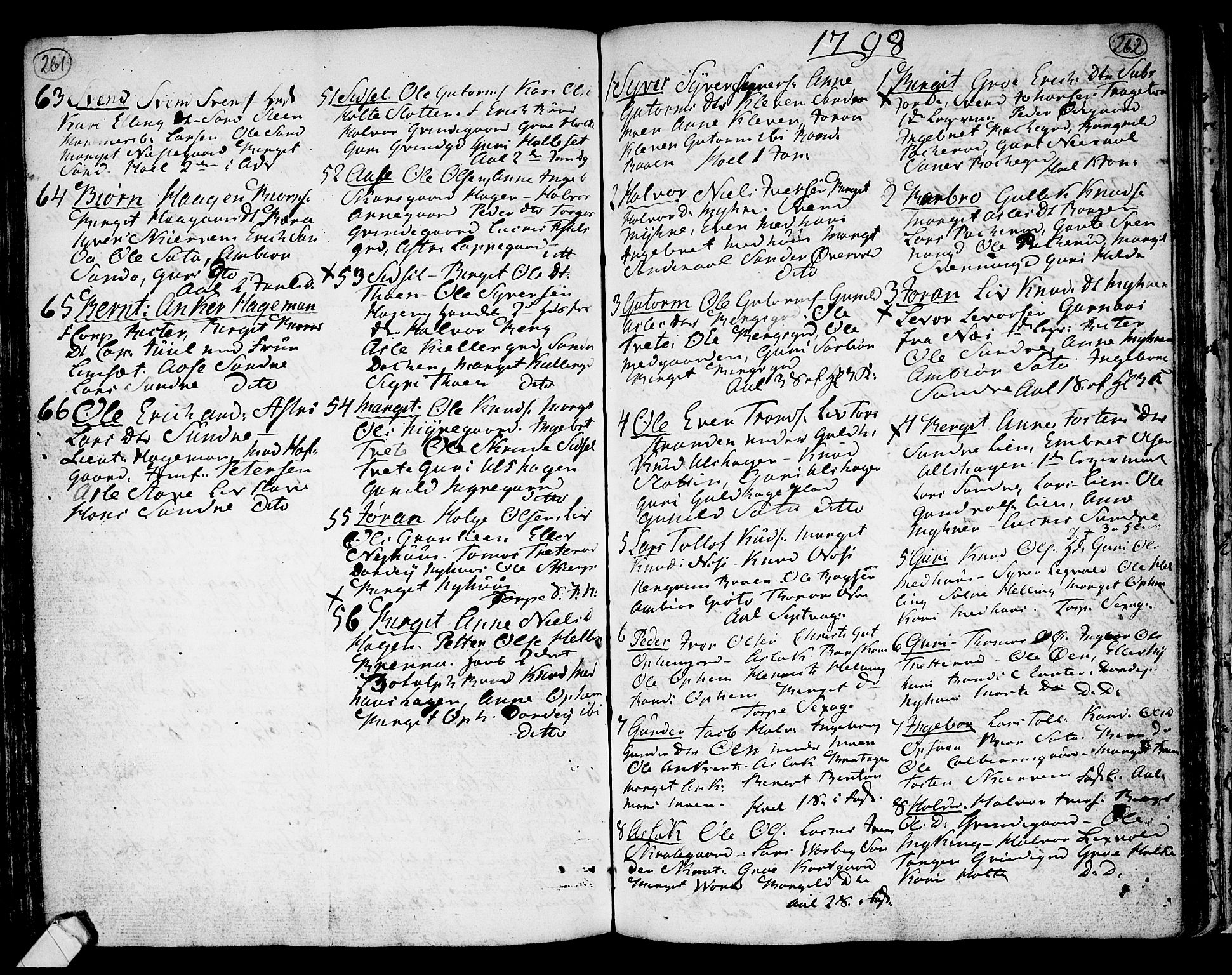 Ål kirkebøker, AV/SAKO-A-249/F/Fa/L0002: Parish register (official) no. I 2, 1771-1806, p. 261-262