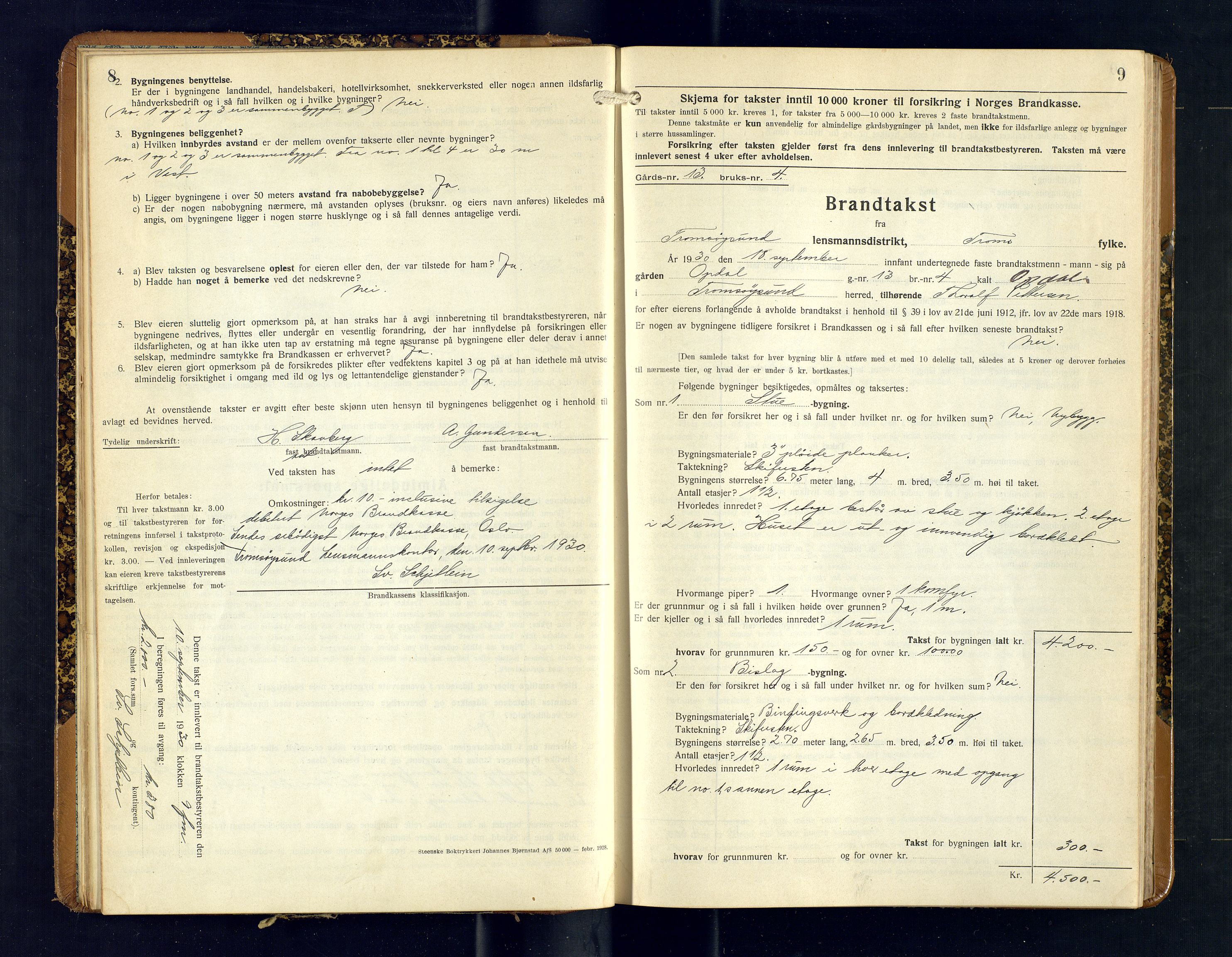 Tromsøysund lensmannskontor, AV/SATØ-SATØ-12/F/Fs/Fsb/L0751: Branntakstprotokoll (S). Med register, 1929-1932, p. 8-9