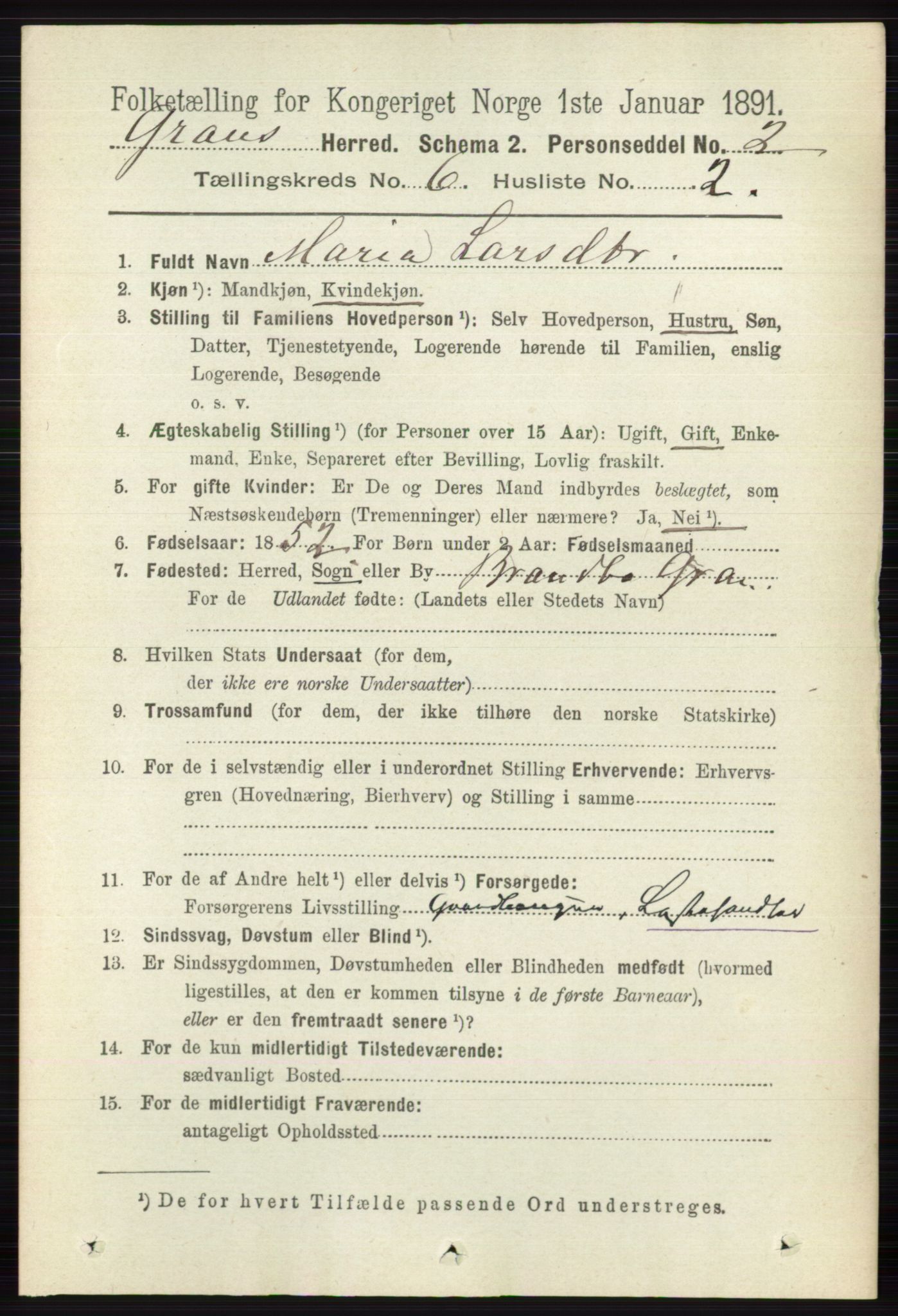 RA, 1891 census for 0534 Gran, 1891, p. 2236