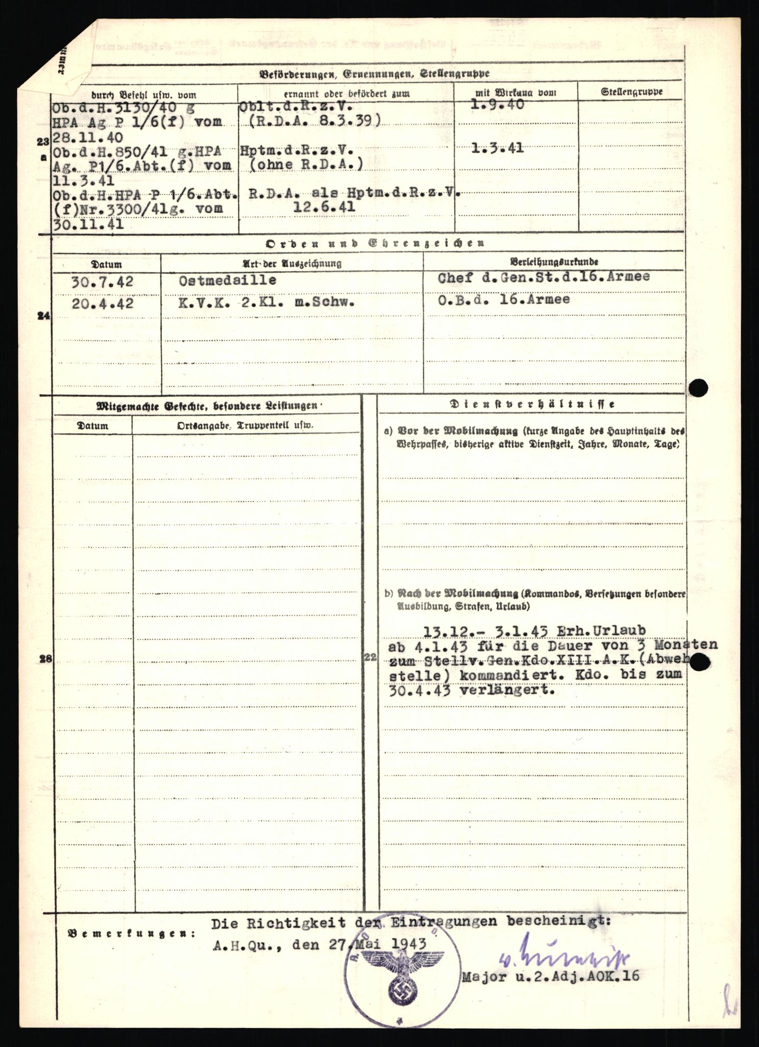 Forsvarets Overkommando. 2 kontor. Arkiv 11.4. Spredte tyske arkivsaker, AV/RA-RAFA-7031/D/Dar/Dara/L0018: Personalbøker, 1940-1945, p. 638