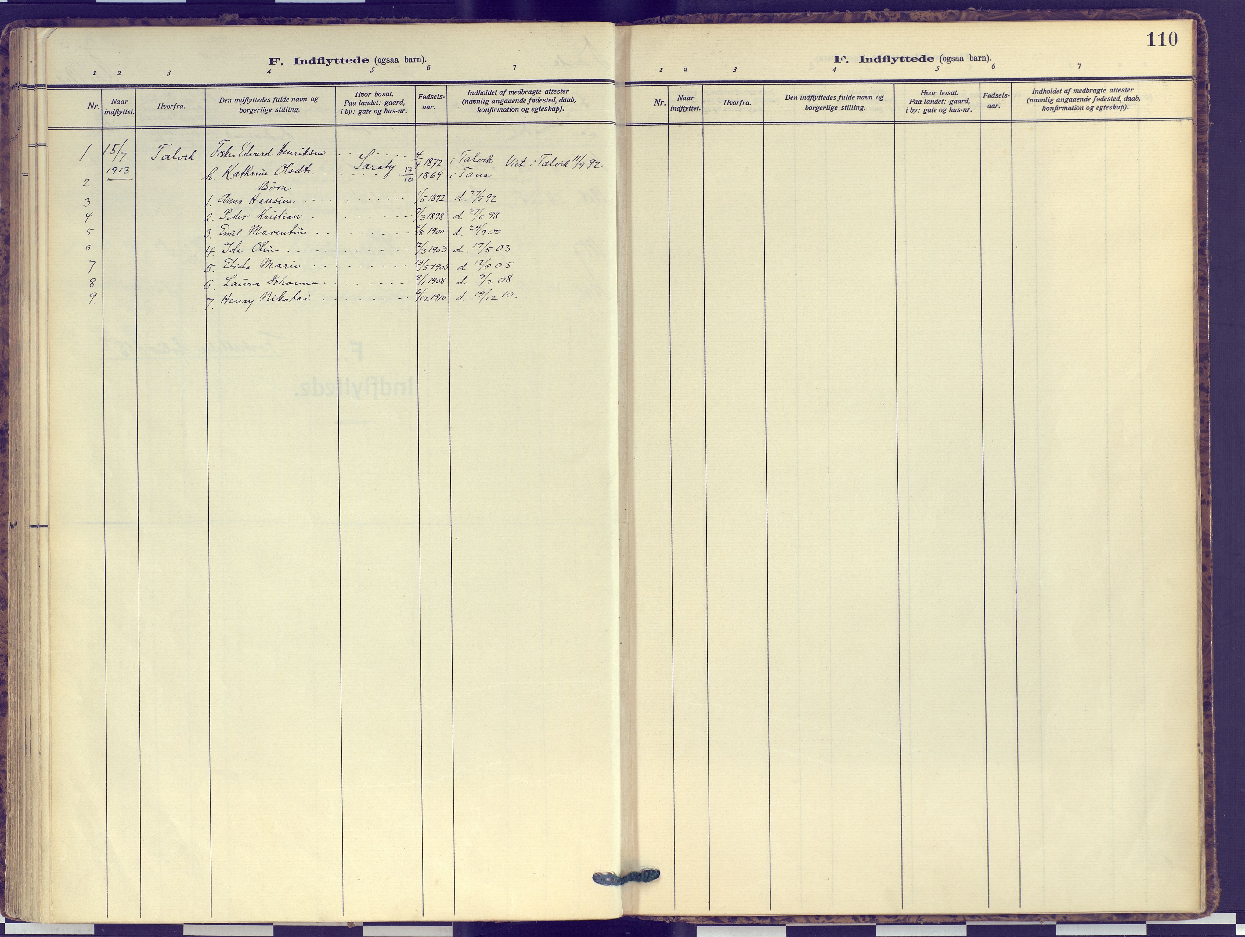 Hammerfest sokneprestkontor, SATØ/S-1347: Parish register (official) no. 16, 1908-1923, p. 110