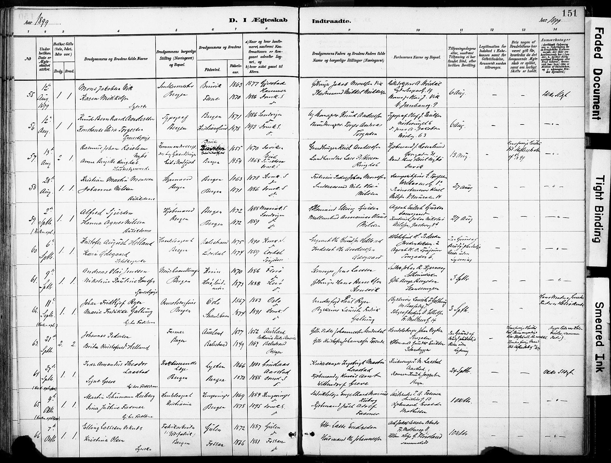 Domkirken sokneprestembete, AV/SAB-A-74801/H/Haa/L0037: Parish register (official) no. D 4, 1880-1907, p. 151