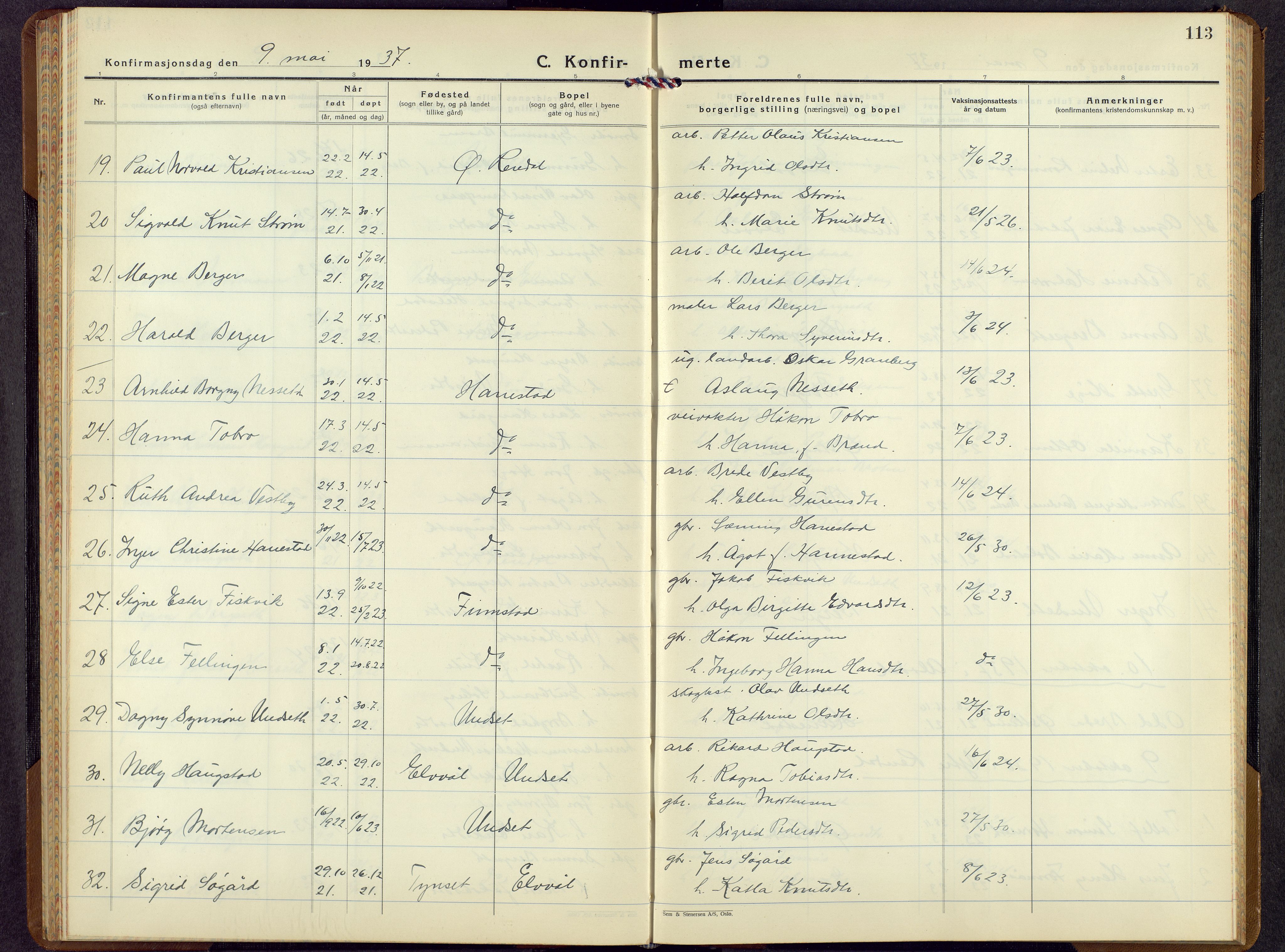 Rendalen prestekontor, AV/SAH-PREST-054/H/Ha/Hab/L0005: Parish register (copy) no. 5, 1931-1959, p. 113