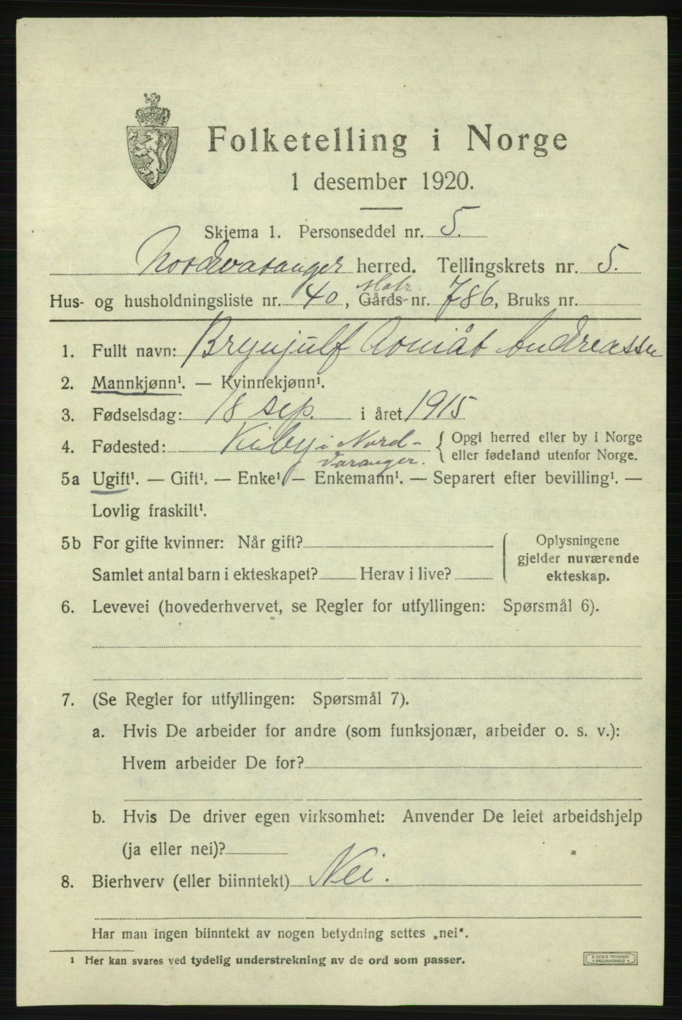 SATØ, 1920 census for Nord-Varanger, 1920, p. 2571