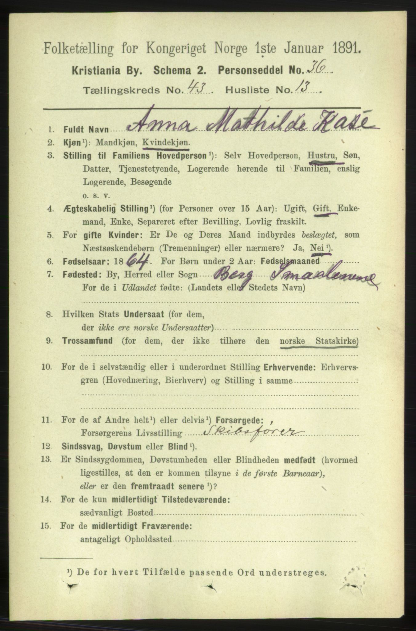 RA, 1891 census for 0301 Kristiania, 1891, p. 26026