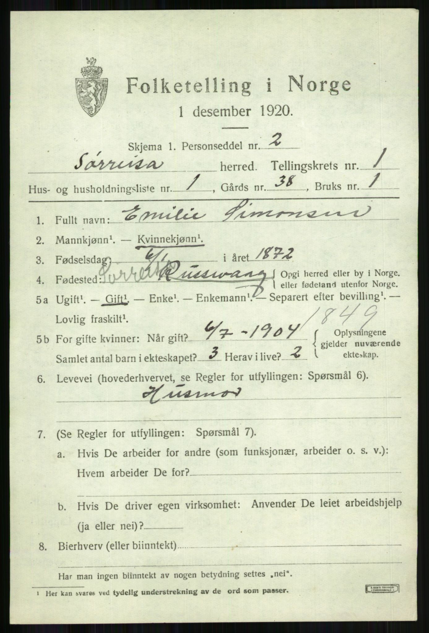 SATØ, 1920 census for Sørreisa, 1920, p. 791