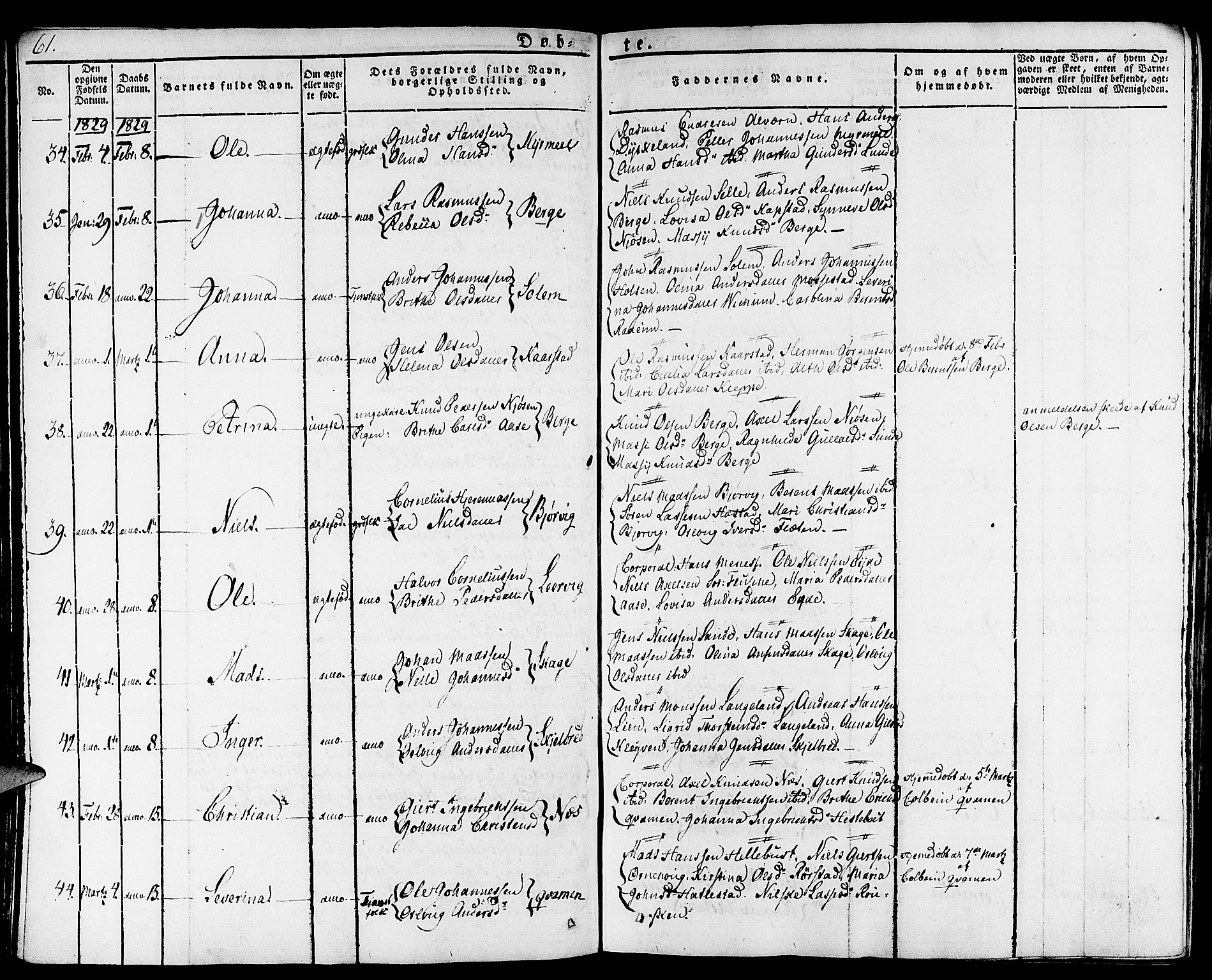 Gaular sokneprestembete, SAB/A-80001/H/Haa: Parish register (official) no. A 3, 1821-1840, p. 61