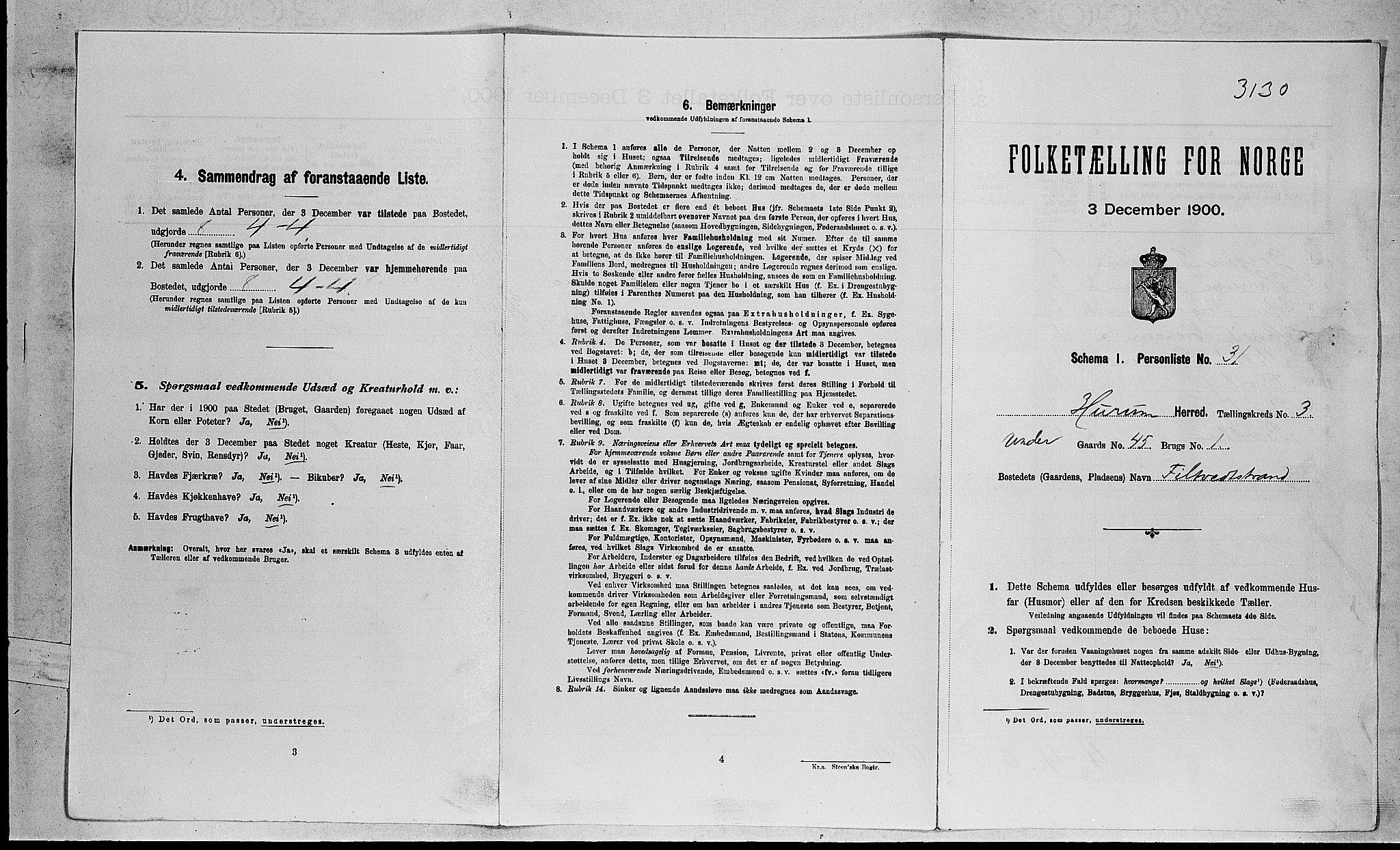 RA, 1900 census for Hurum, 1900, p. 348