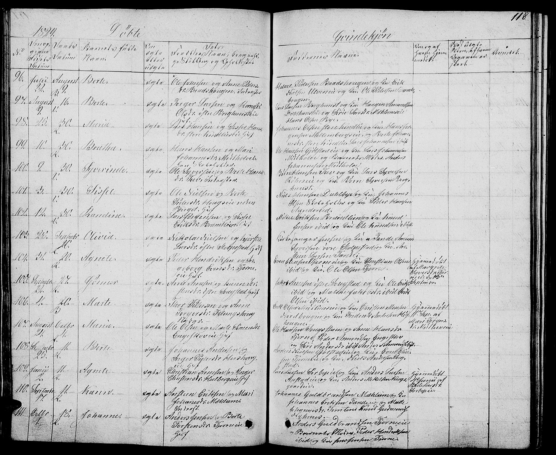Ringsaker prestekontor, SAH/PREST-014/L/La/L0004: Parish register (copy) no. 4, 1827-1838, p. 118