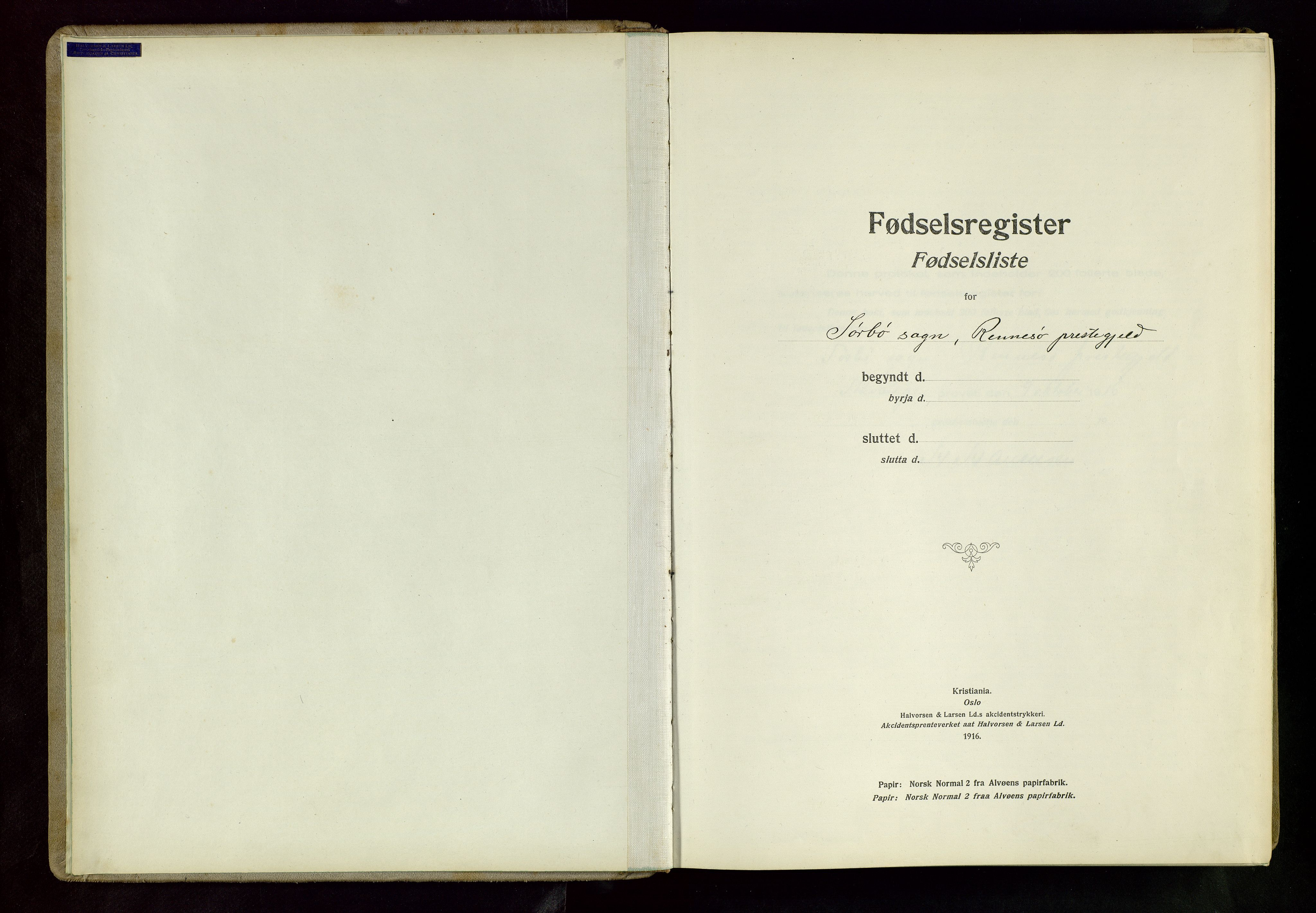 Rennesøy sokneprestkontor, AV/SAST-A -101827/I/Id/L0003: Birth register no. 3, 1916-1982