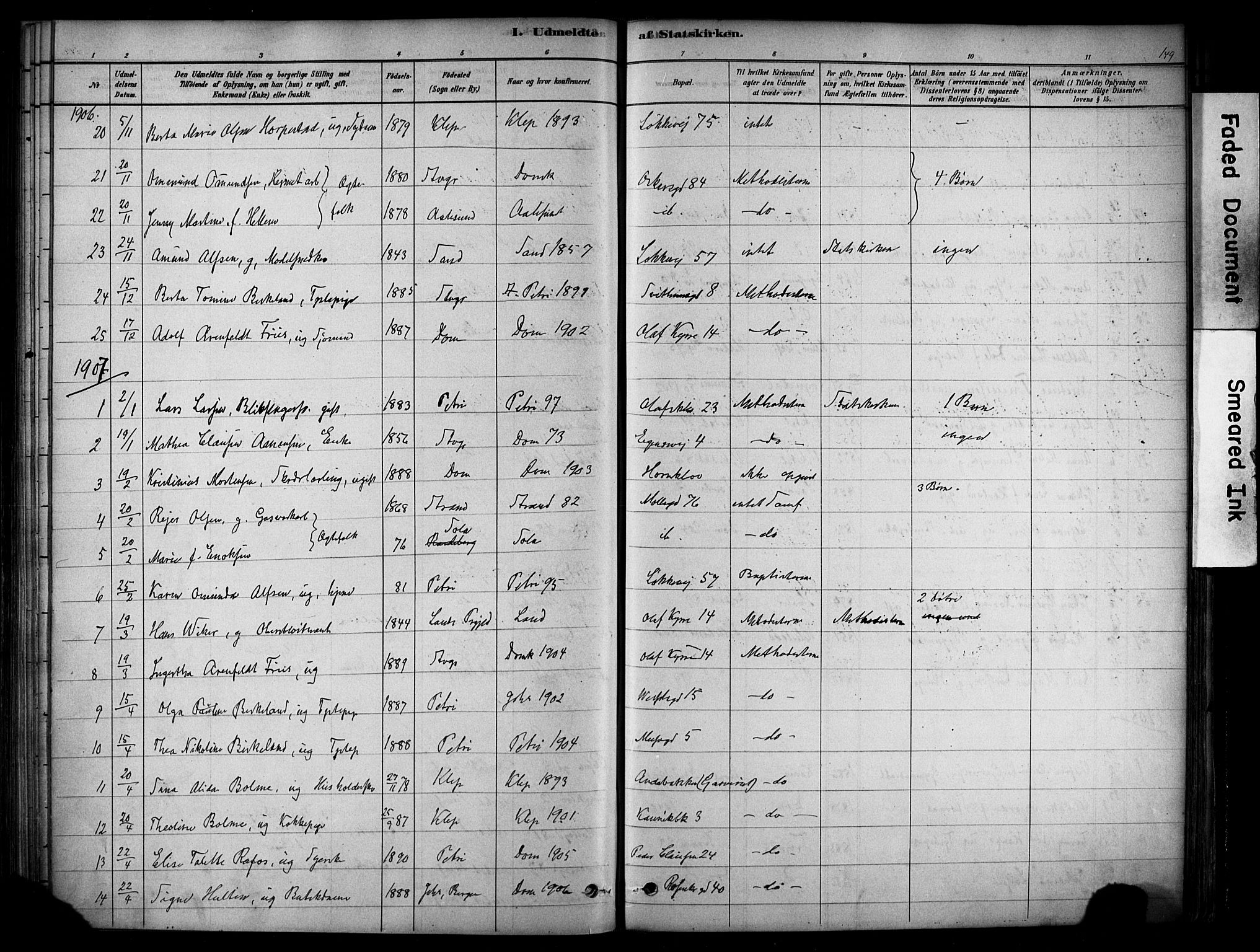 Domkirken sokneprestkontor, SAST/A-101812/001/30/30BA/L0025: Parish register (official) no. A 24, 1877-1927, p. 149
