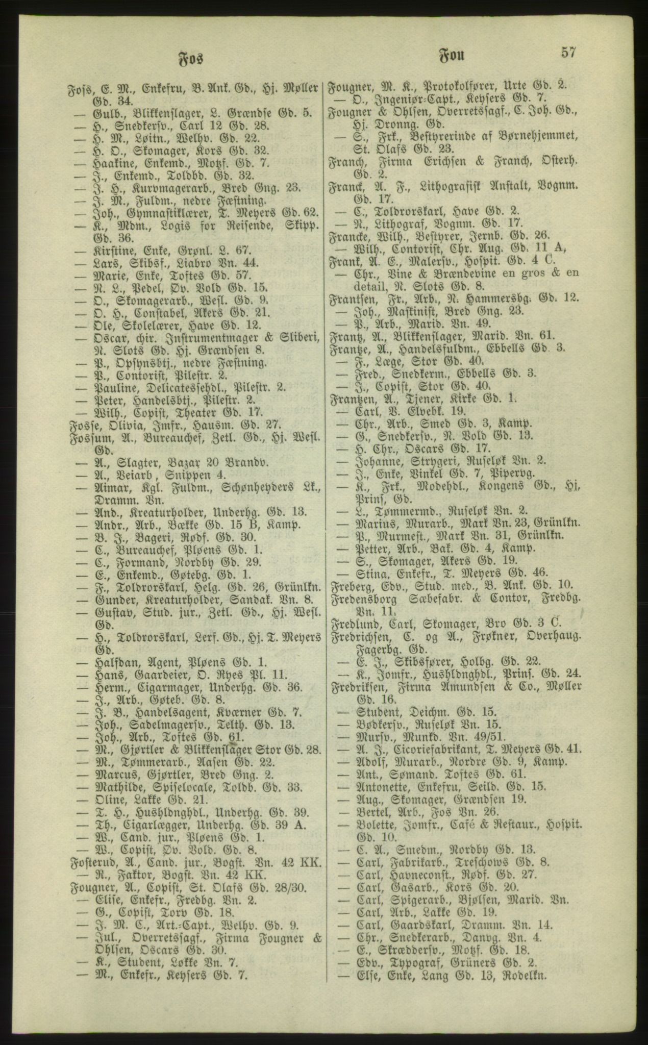 Kristiania/Oslo adressebok, PUBL/-, 1881, p. 57