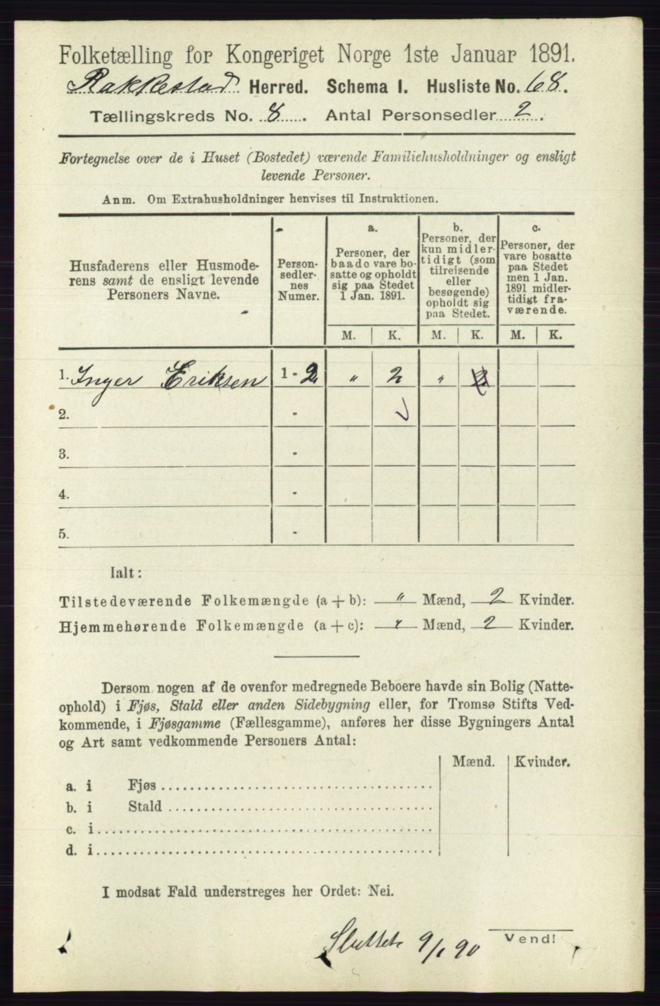 RA, 1891 census for 0128 Rakkestad, 1891, p. 3623