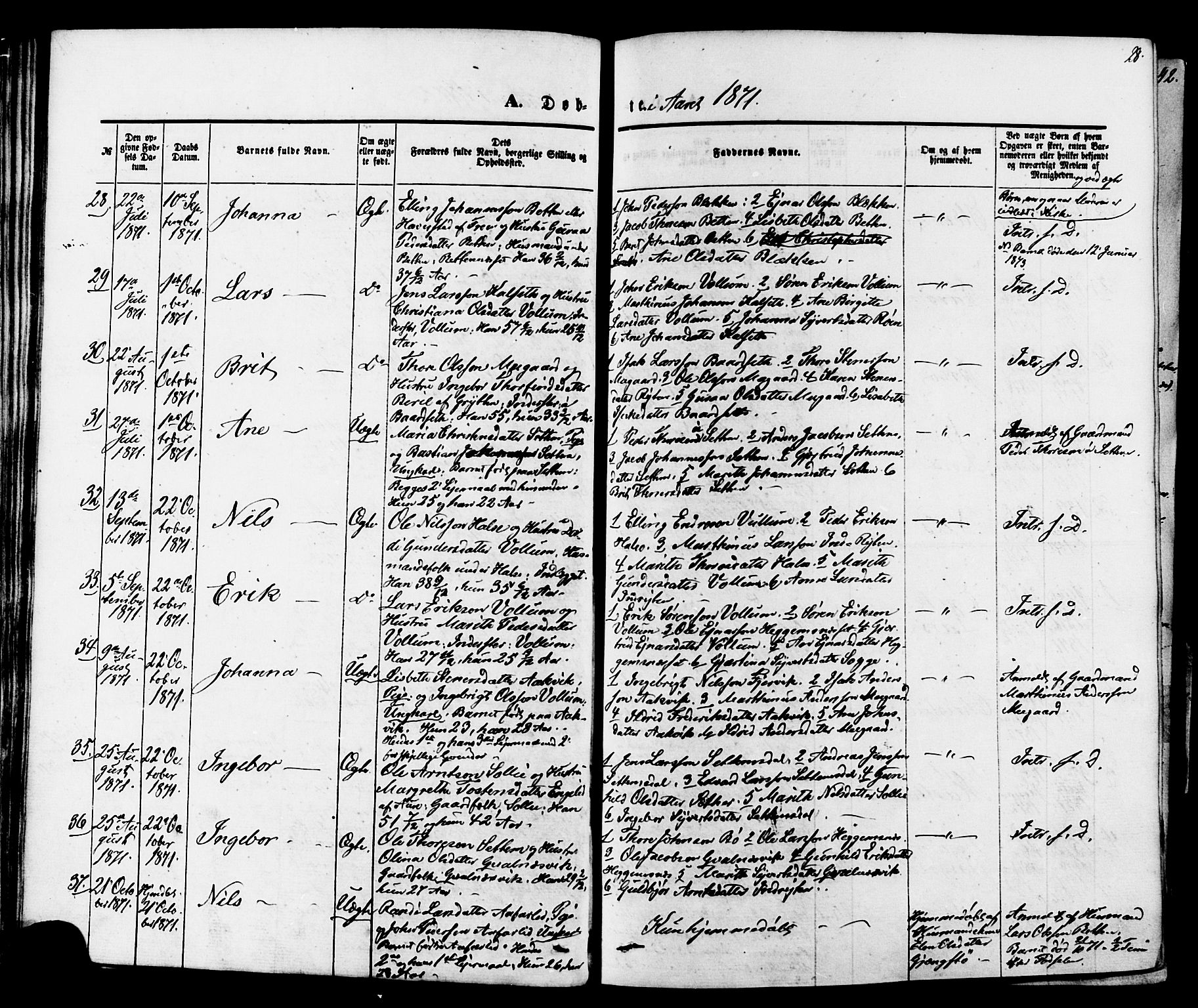 Ministerialprotokoller, klokkerbøker og fødselsregistre - Møre og Romsdal, SAT/A-1454/576/L0884: Parish register (official) no. 576A02, 1865-1879, p. 28