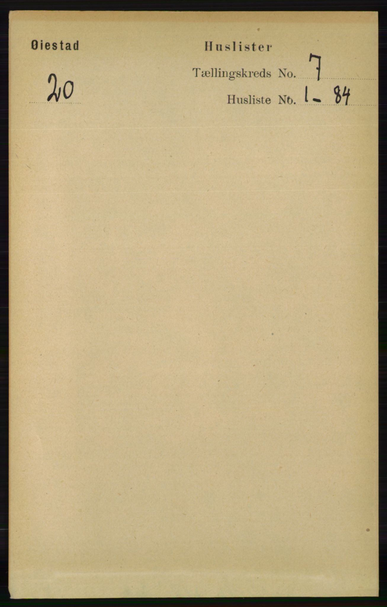 RA, 1891 census for 0920 Øyestad, 1891, p. 2566